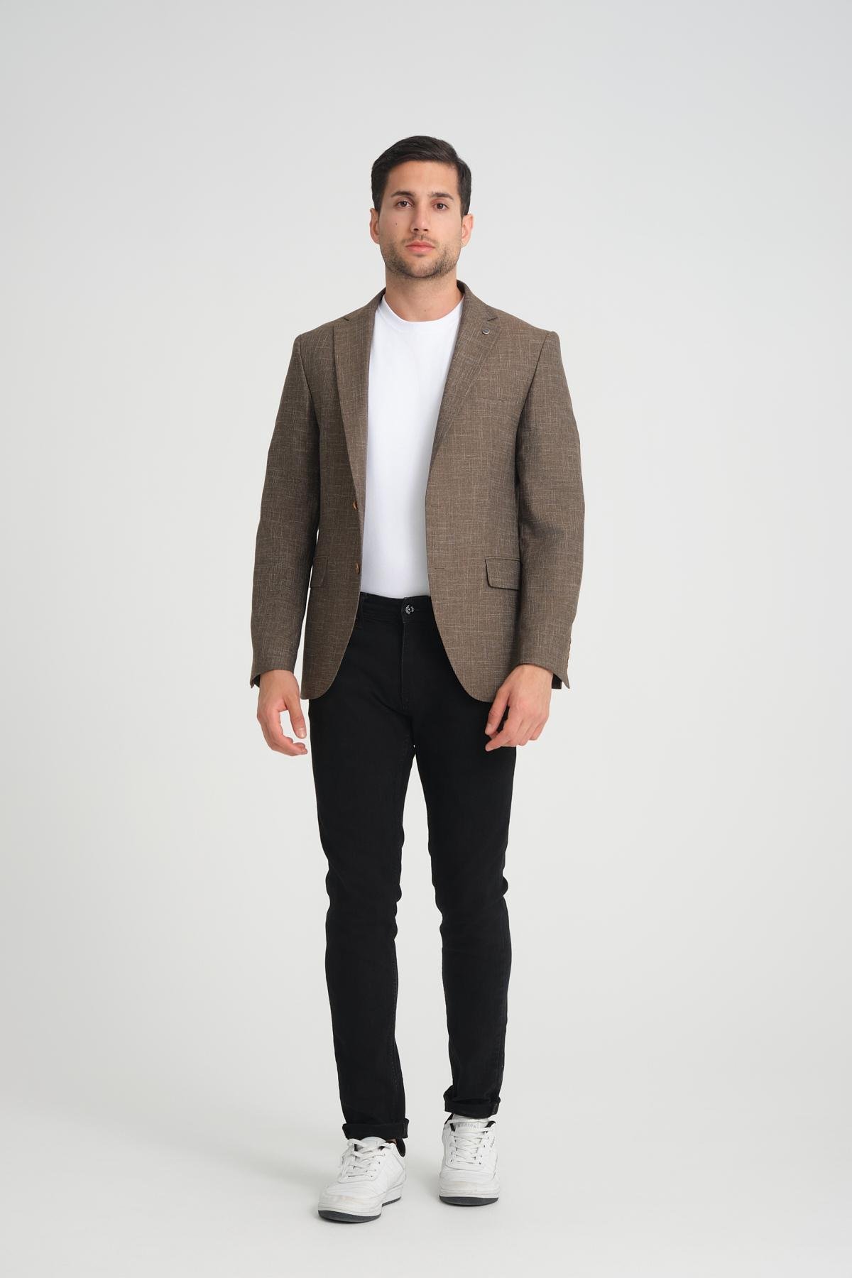 Men single-breasted blazer wholesale Brown color 694214