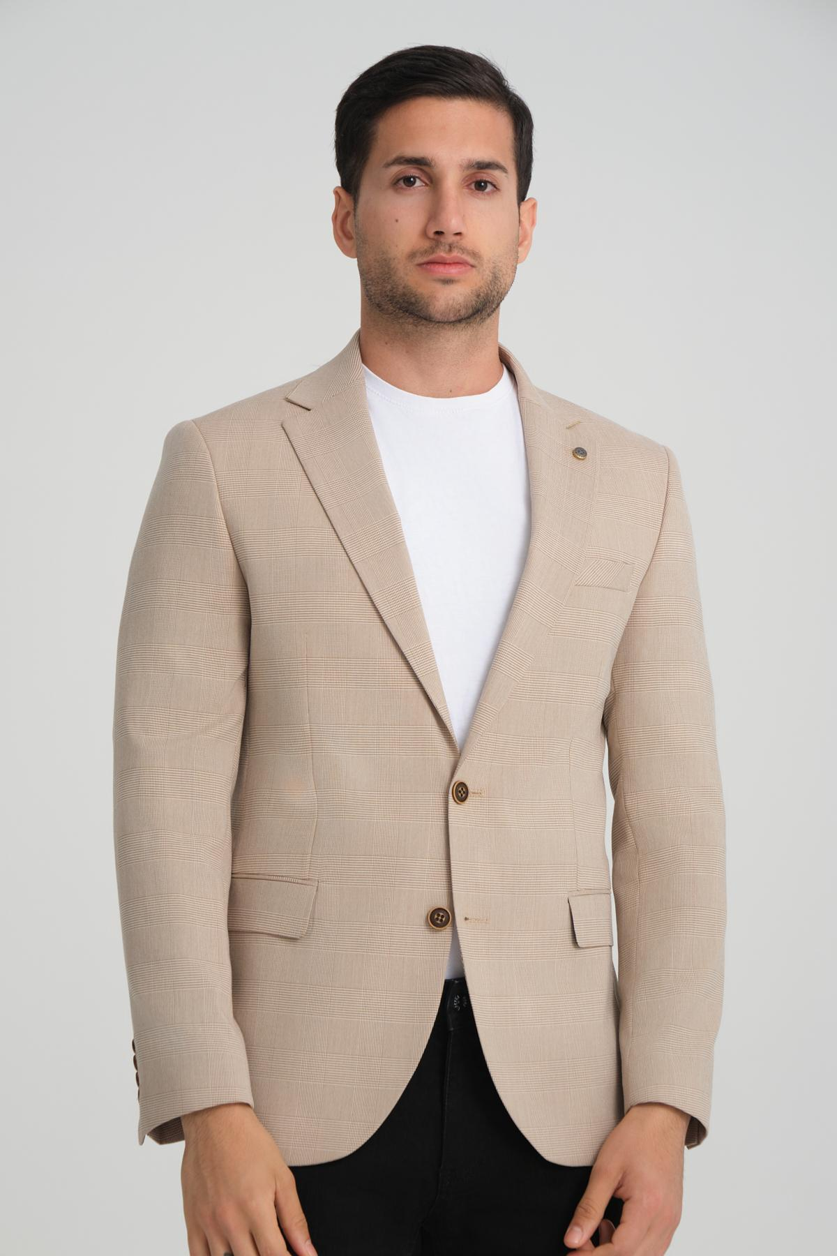 Men single-breasted blazer wholesale Biscuit color 694197