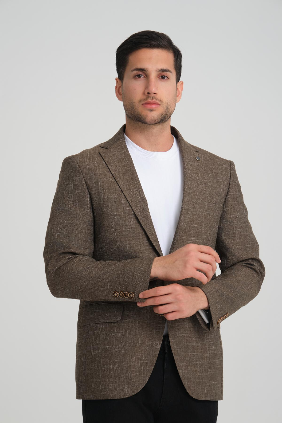 Men single-breasted blazer wholesale Brown color 694214