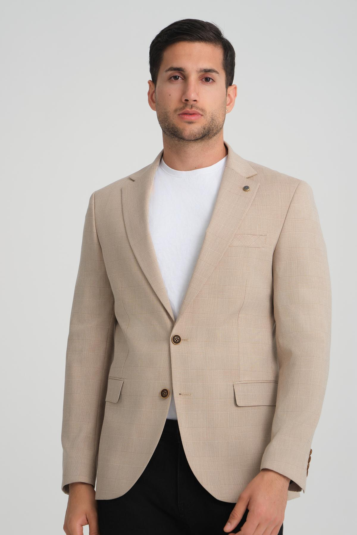 Men single-breasted blazer wholesale Biscuit color 694197