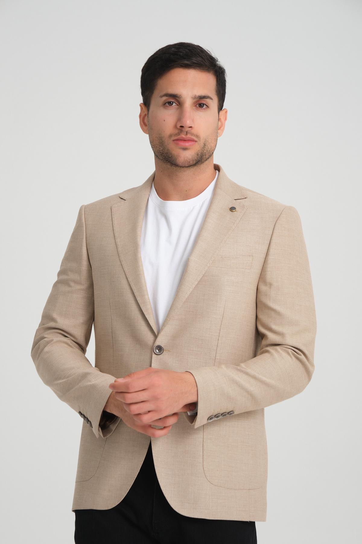 Men single-breasted blazer wholesale Beige color 694228