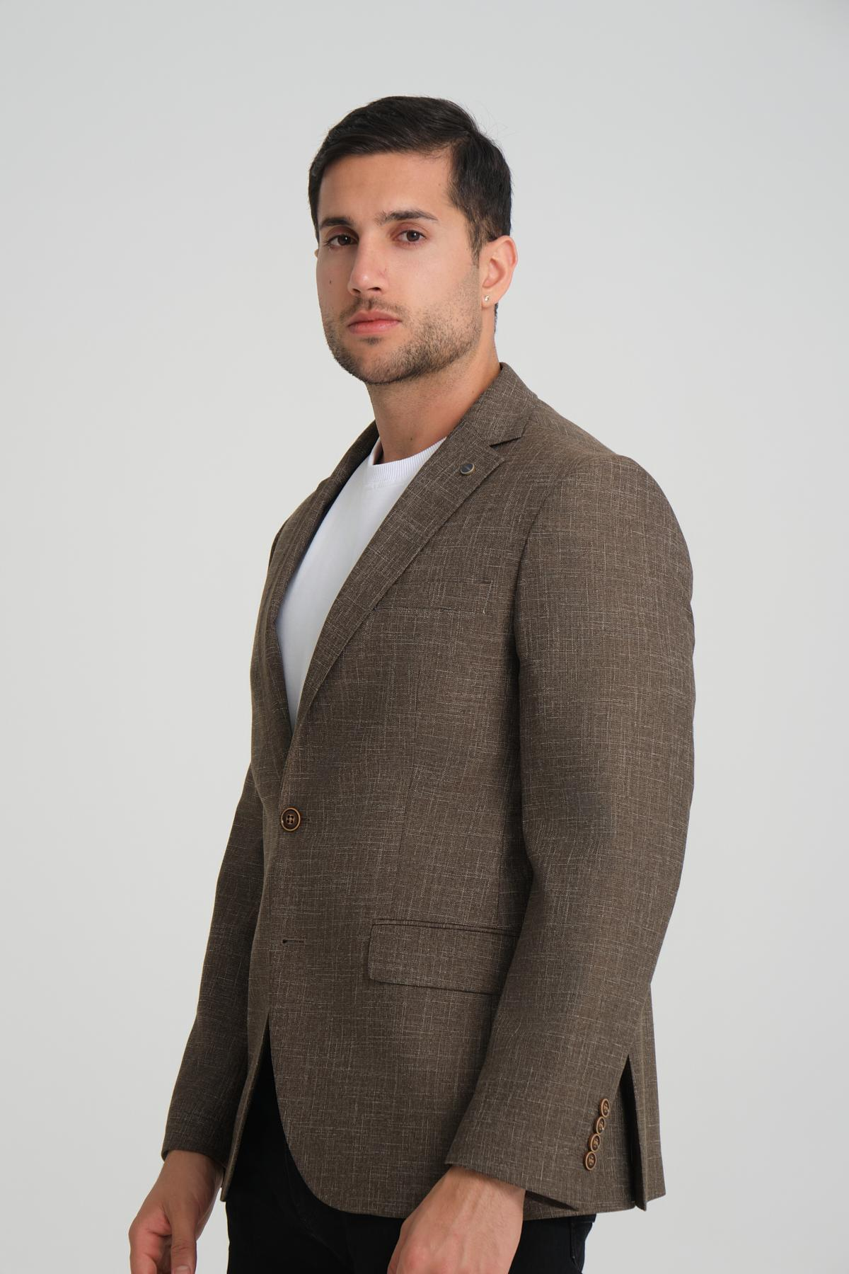 Men single-breasted blazer wholesale Brown color 694214