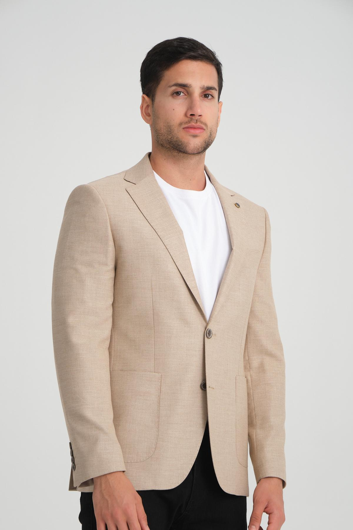Men single-breasted blazer wholesale Beige color 694228