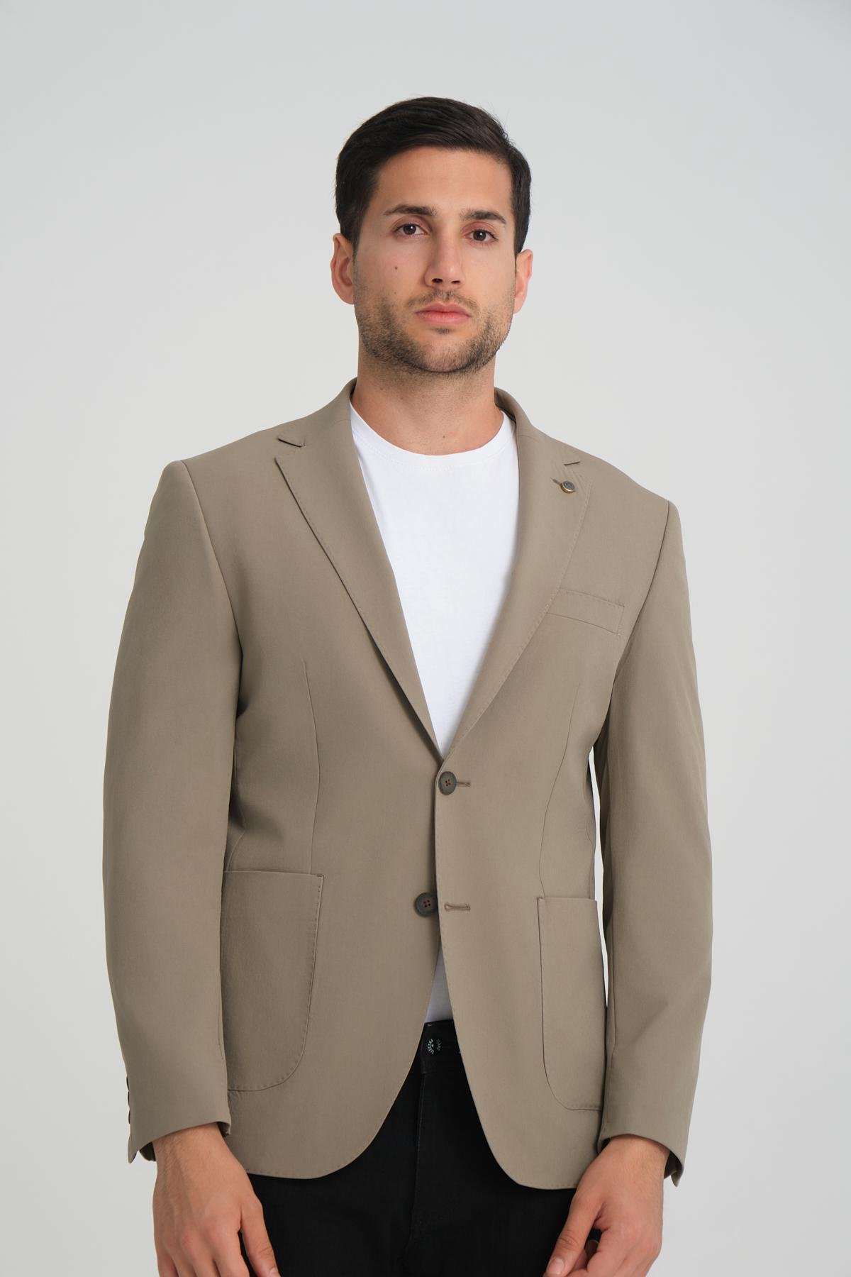 Men single-breasted blazer wholesale Beige color 694220