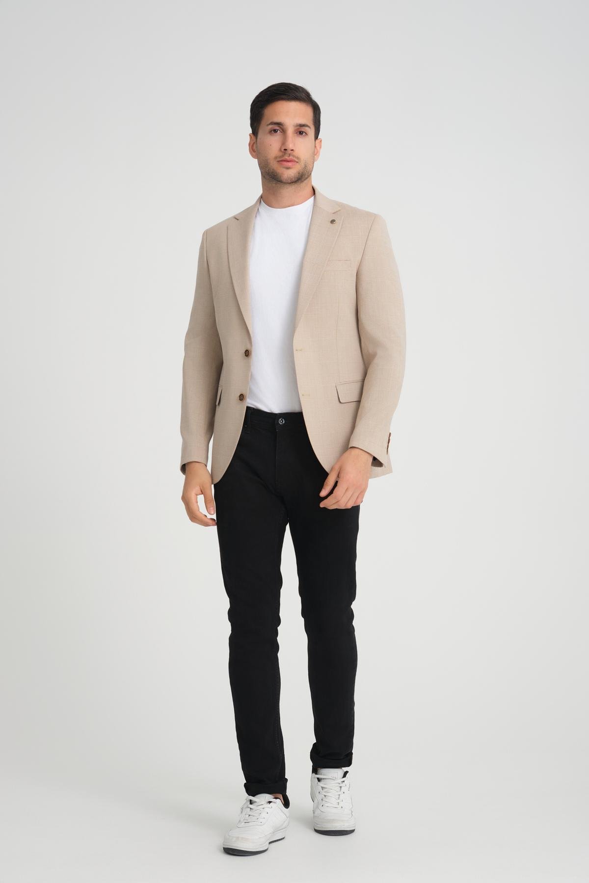 Men single-breasted blazer wholesale Biscuit color 694197