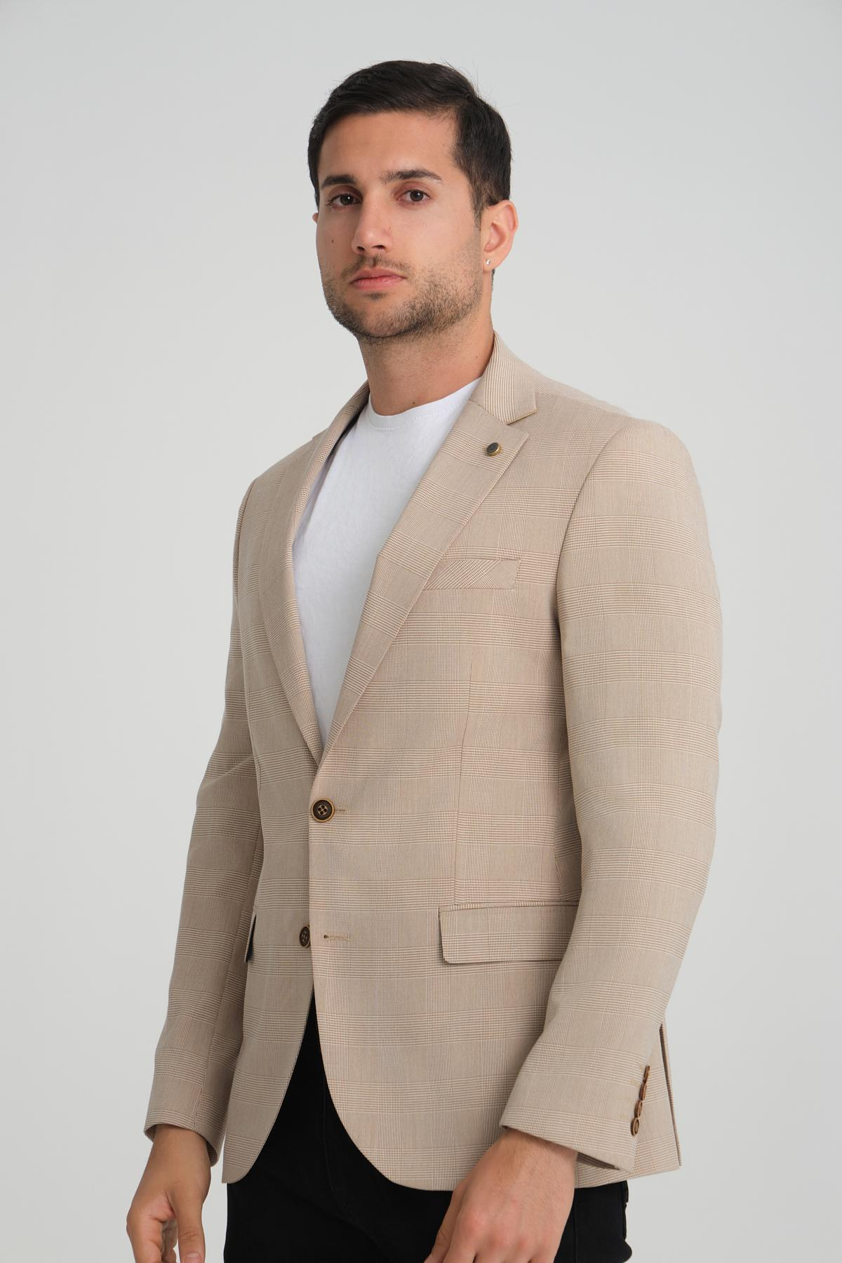 Men single-breasted blazer wholesale Biscuit color 694197