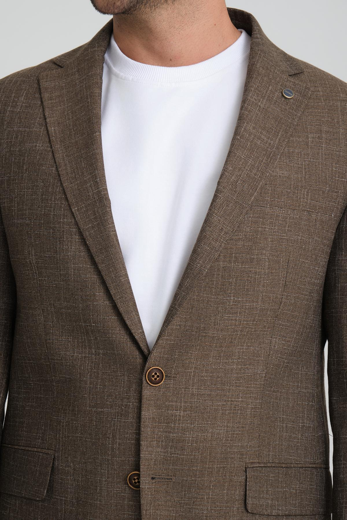 Men single-breasted blazer wholesale Brown color 694214
