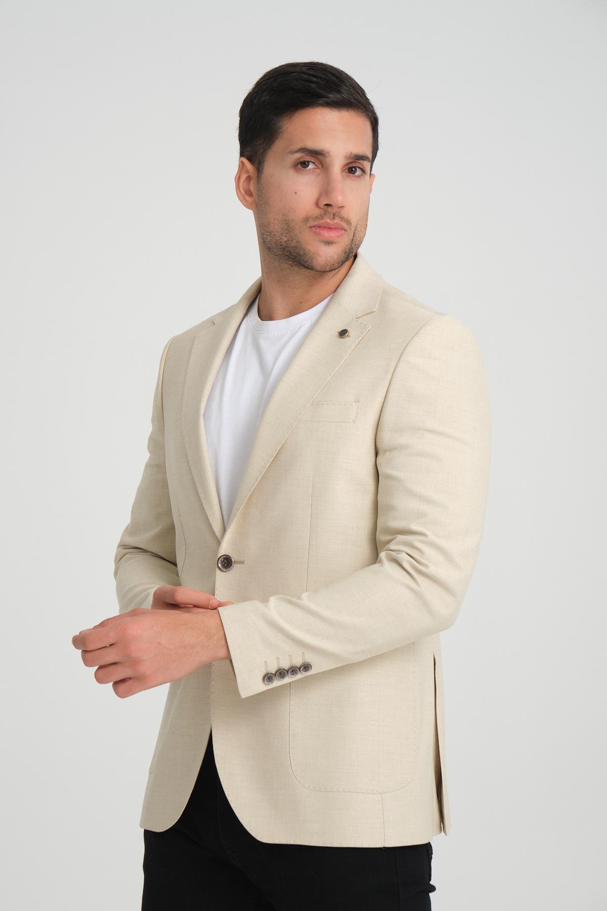 Men single-breasted blazer wholesale Champagne color 694230