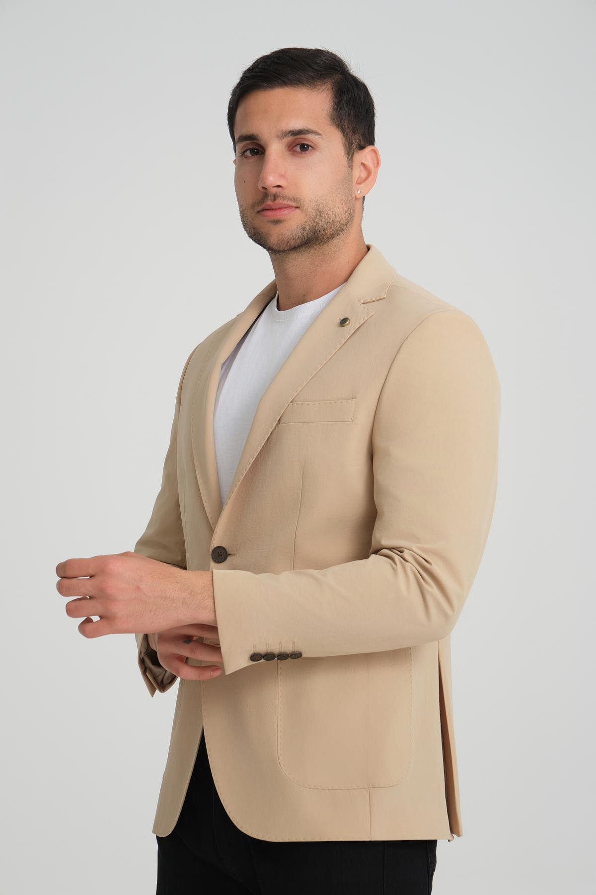 Men single-breasted blazer wholesale Cream color 694221