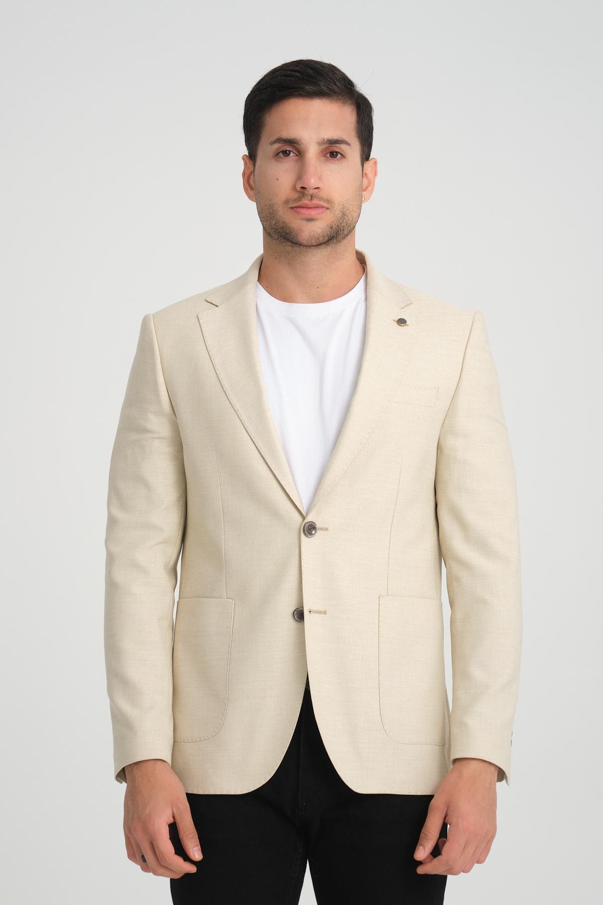 Men single-breasted blazer wholesale Champagne color 694230