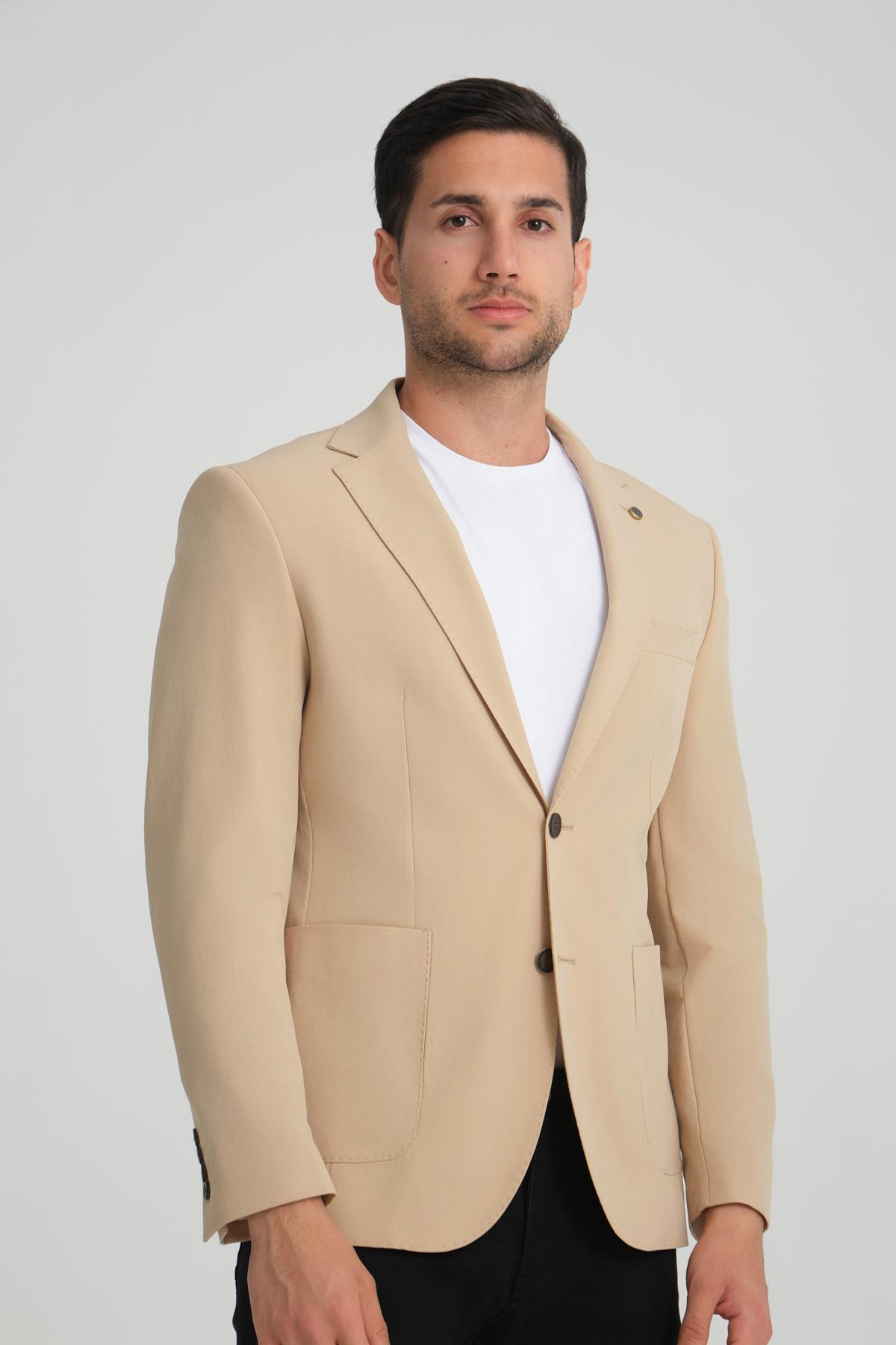 Men single-breasted blazer wholesale Cream color 694221
