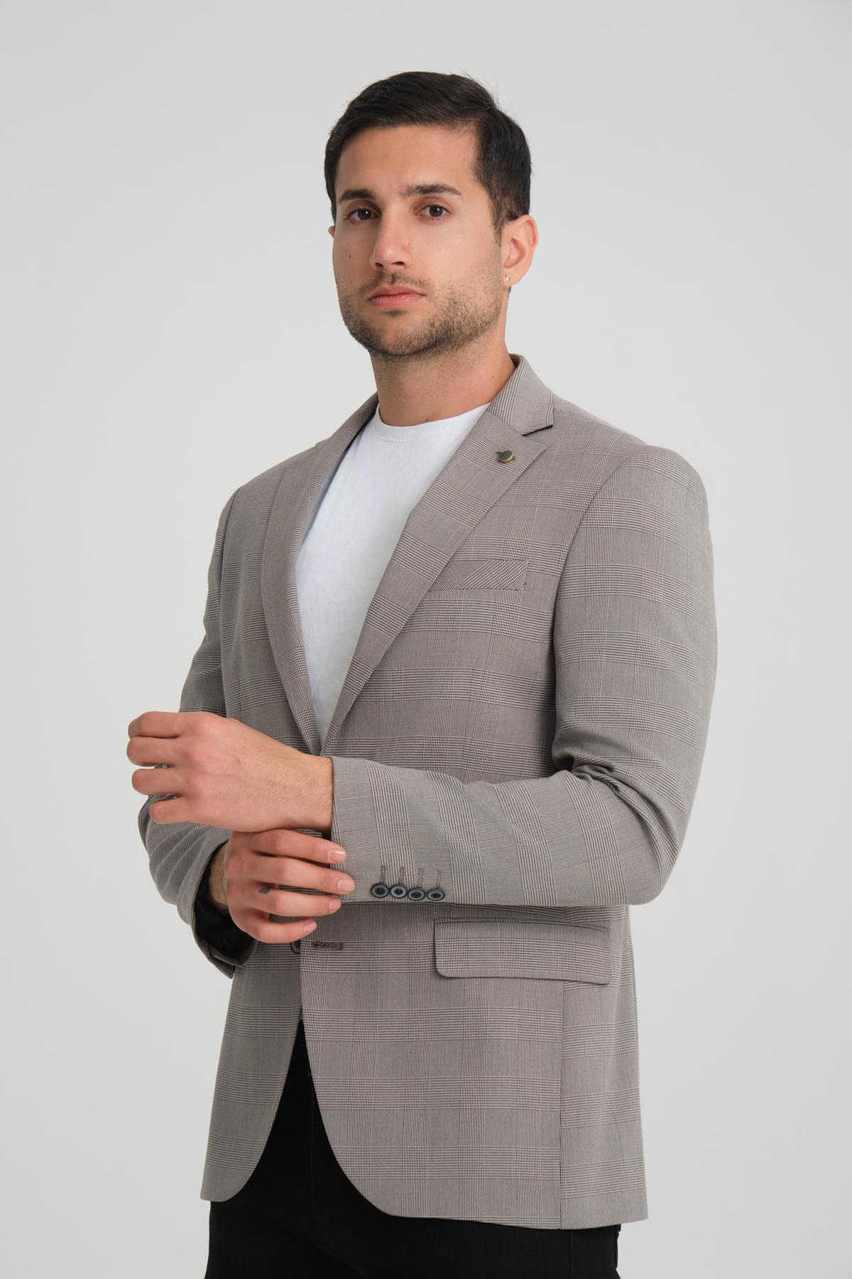 Men single-breasted blazer wholesale Greige color 694198