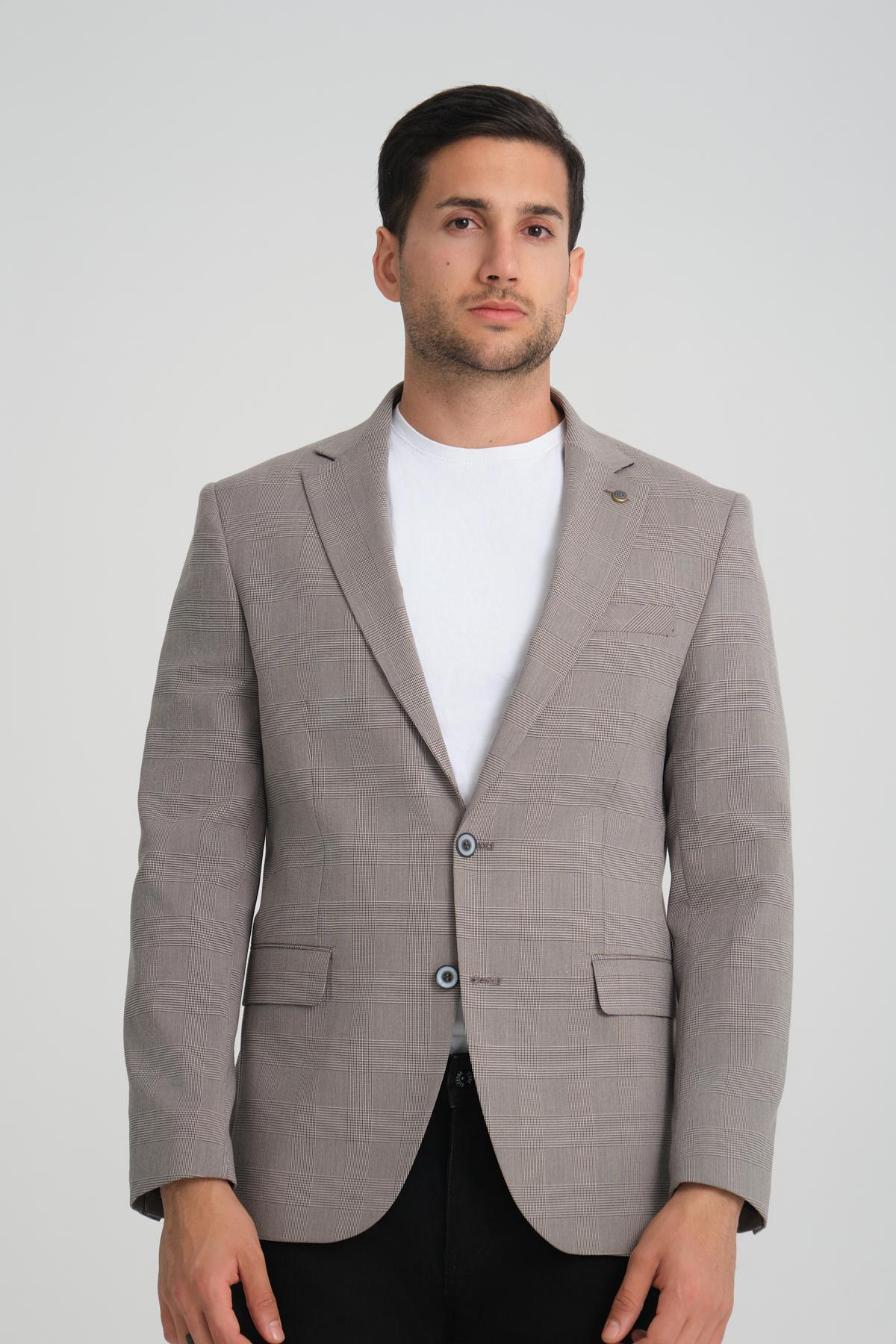 Men single-breasted blazer wholesale Greige color 694198