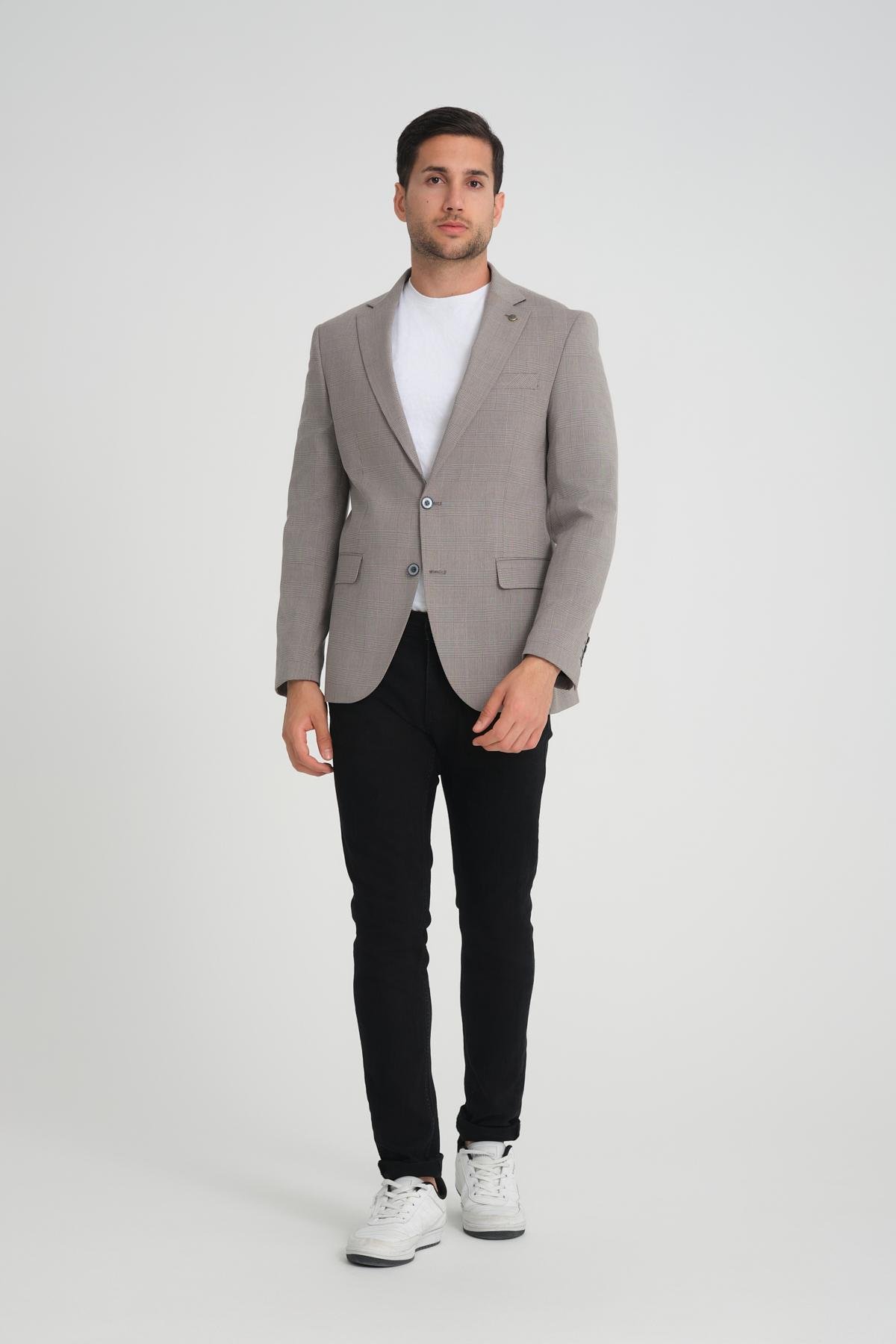 Men single-breasted blazer wholesale Greige color 694198