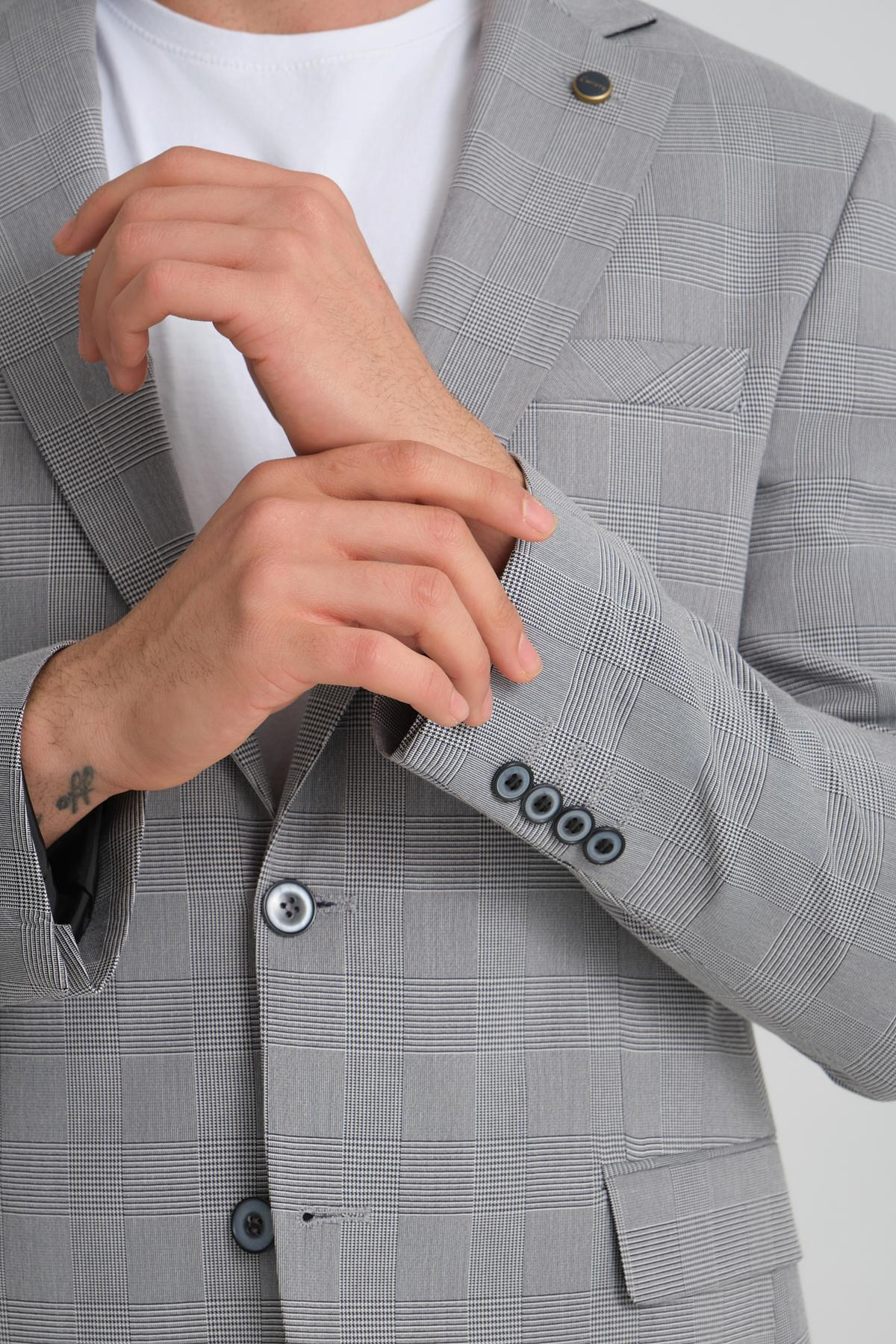Men single-breasted blazer wholesale Gray color 694199