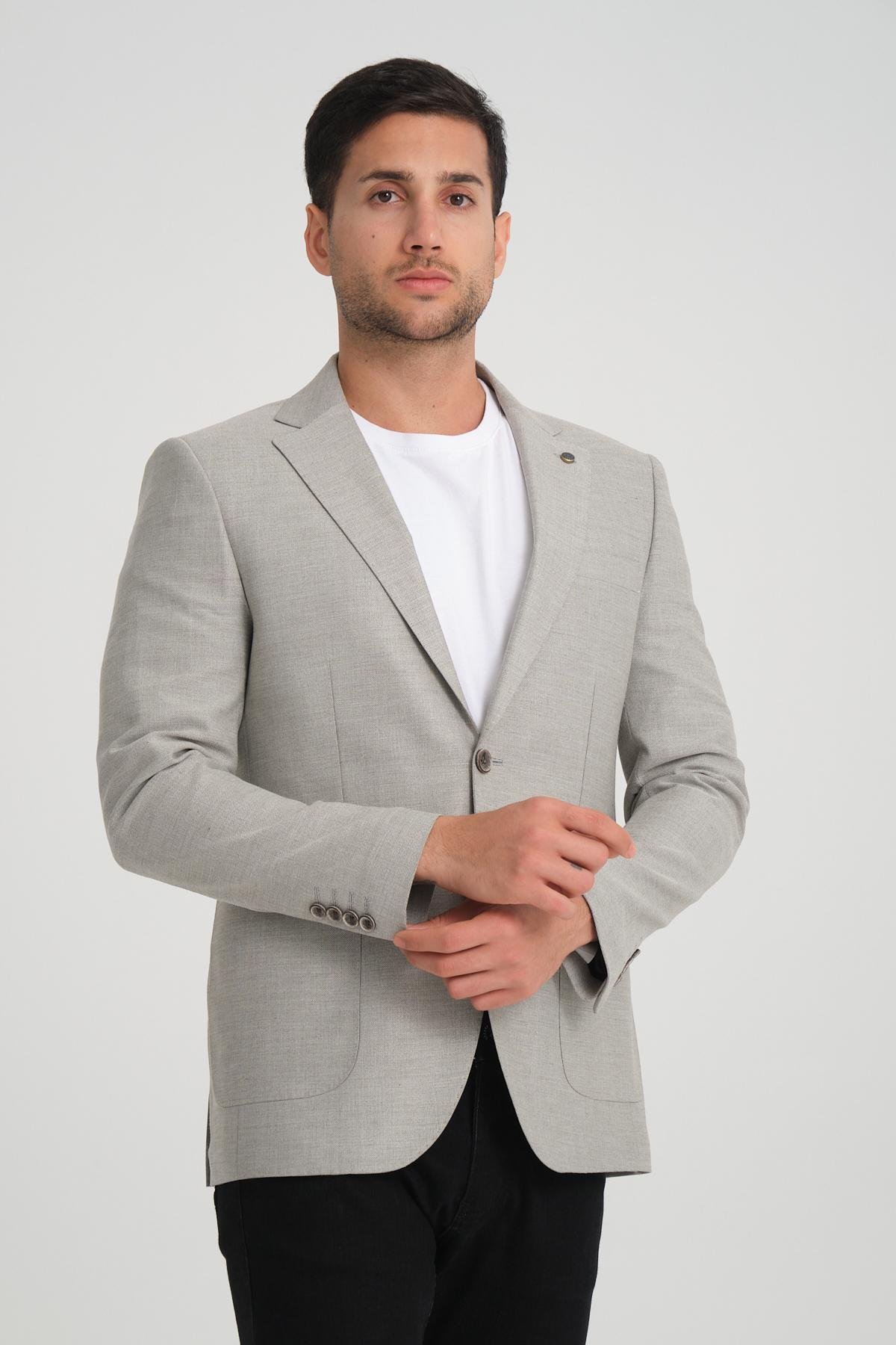 Men single-breasted blazer wholesale Gray color 694226