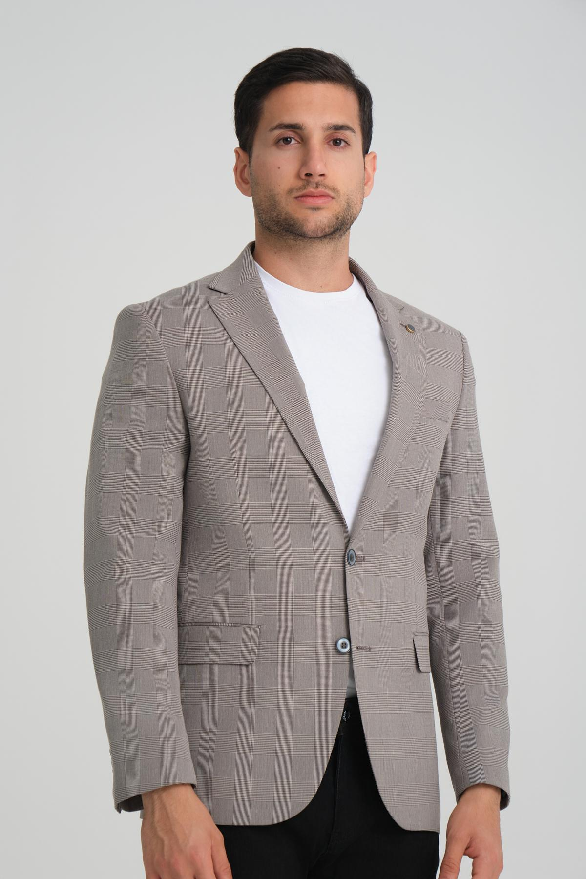 Men single-breasted blazer wholesale Greige color 694198