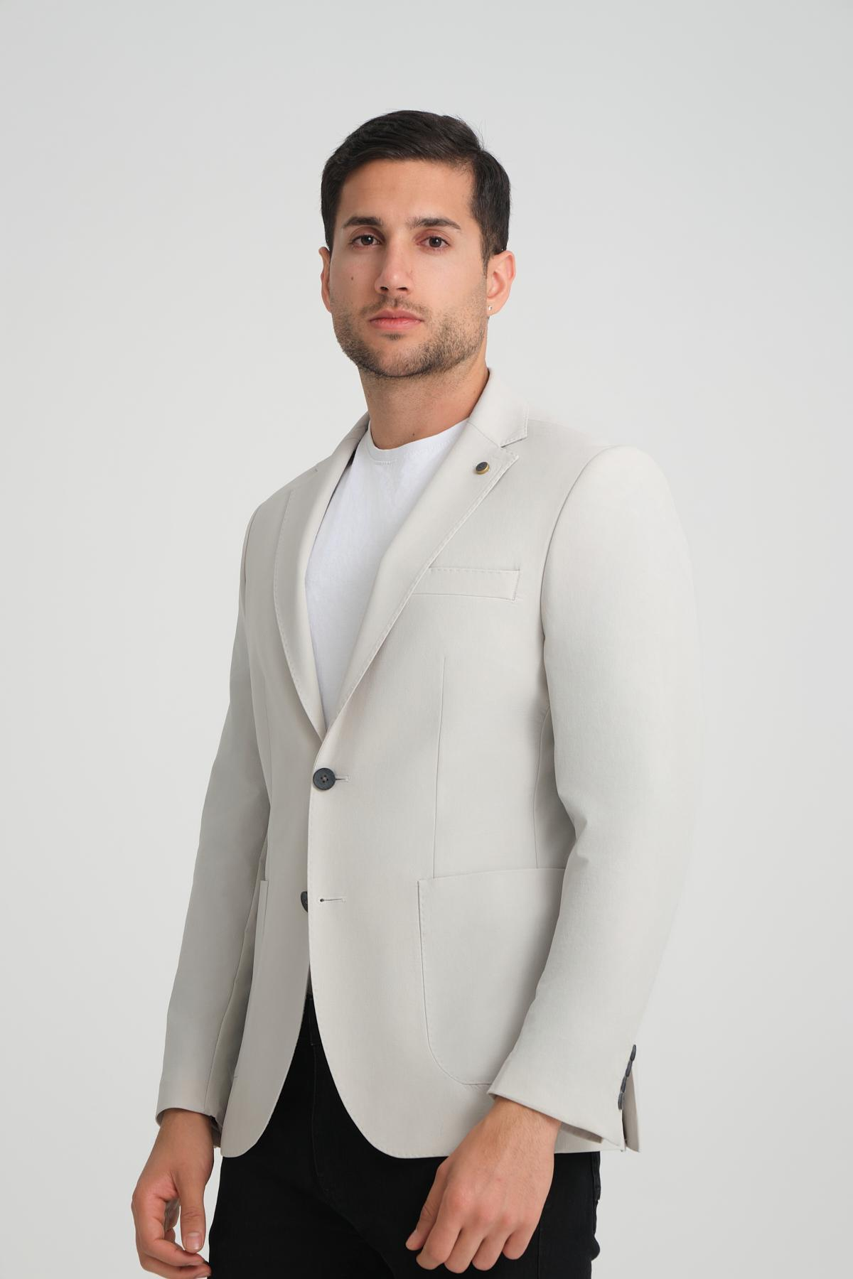 Men single-breasted blazer wholesale Ivory color 694222