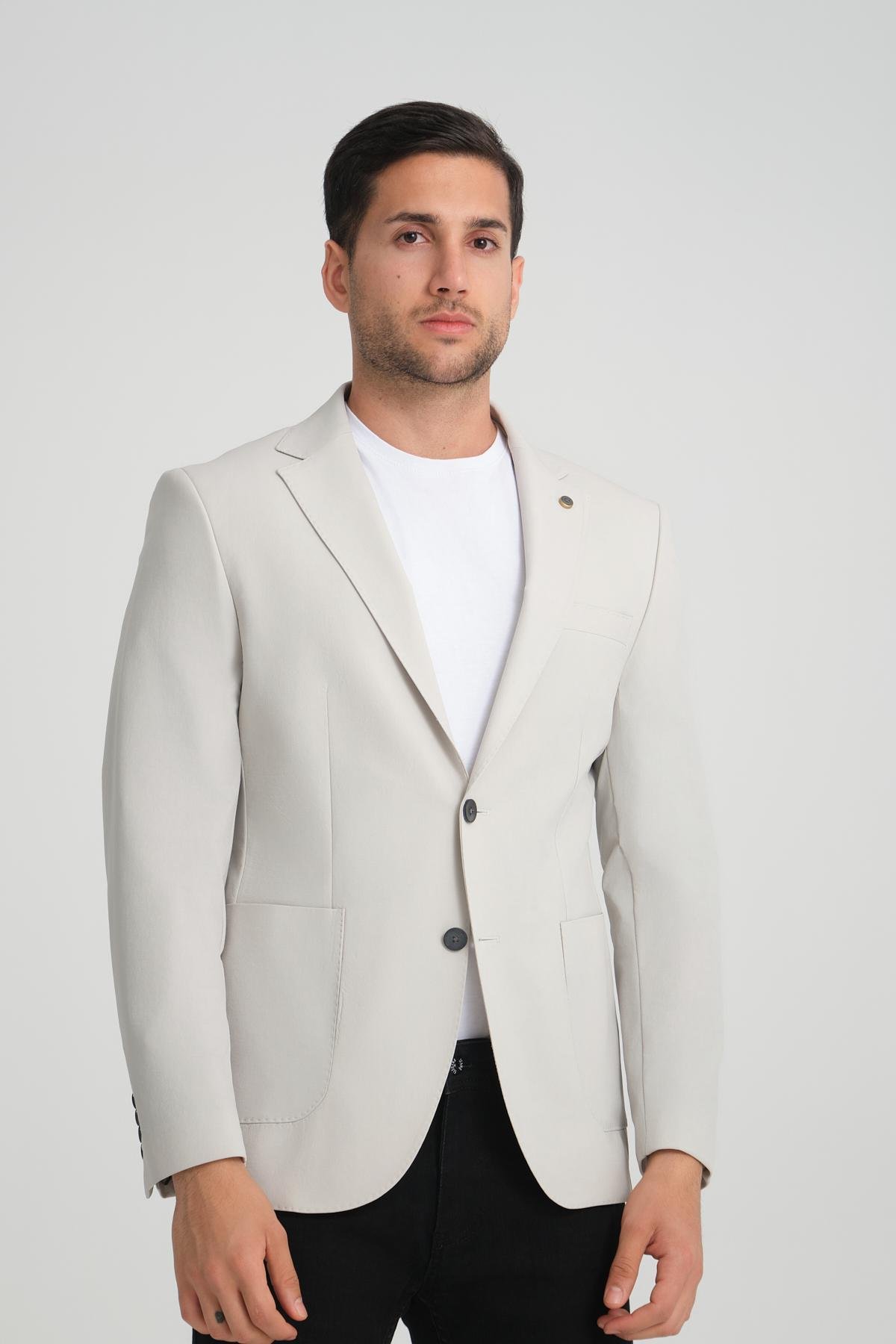 Men single-breasted blazer wholesale Ivory color 694222