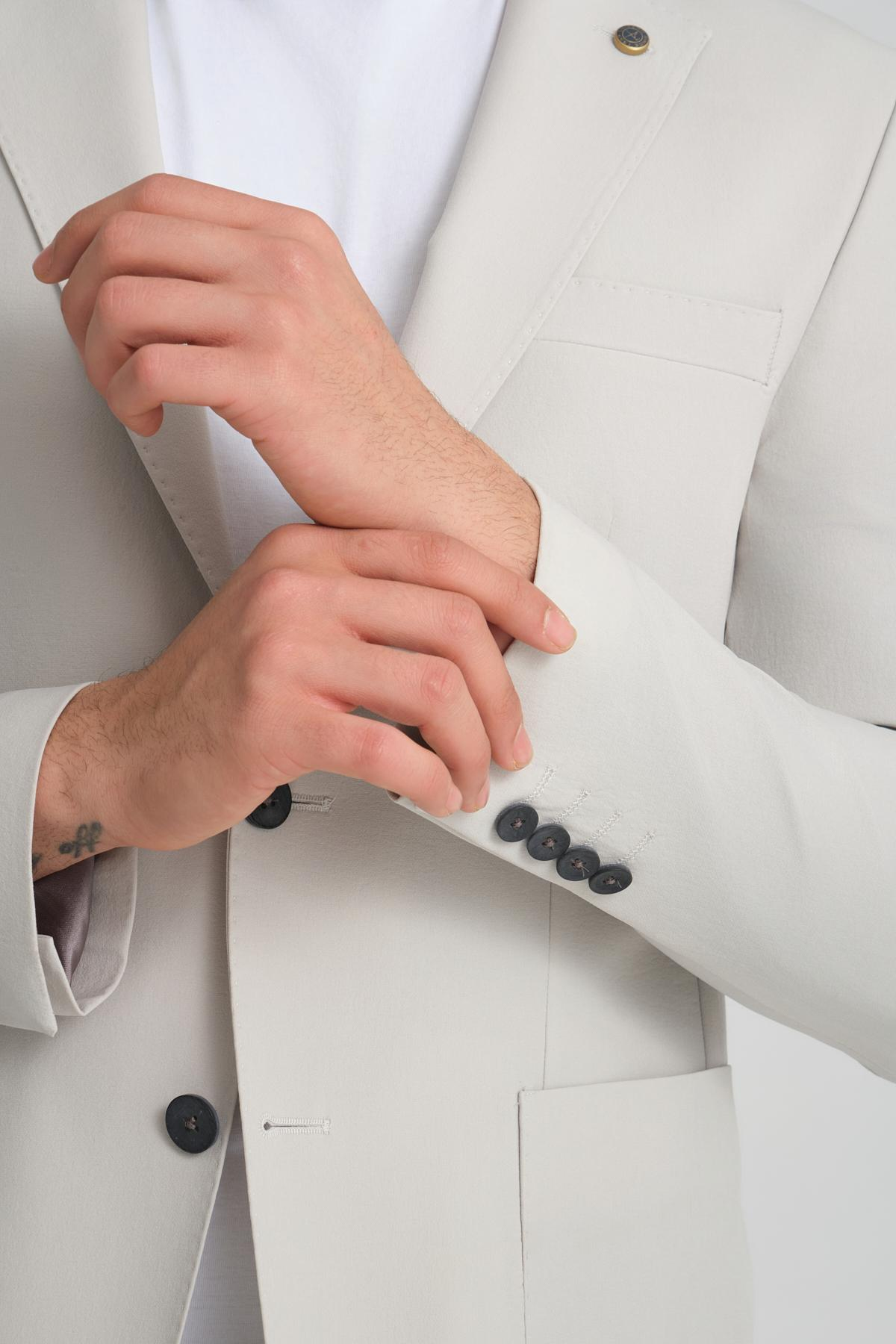 Men single-breasted blazer wholesale Ivory color 694222