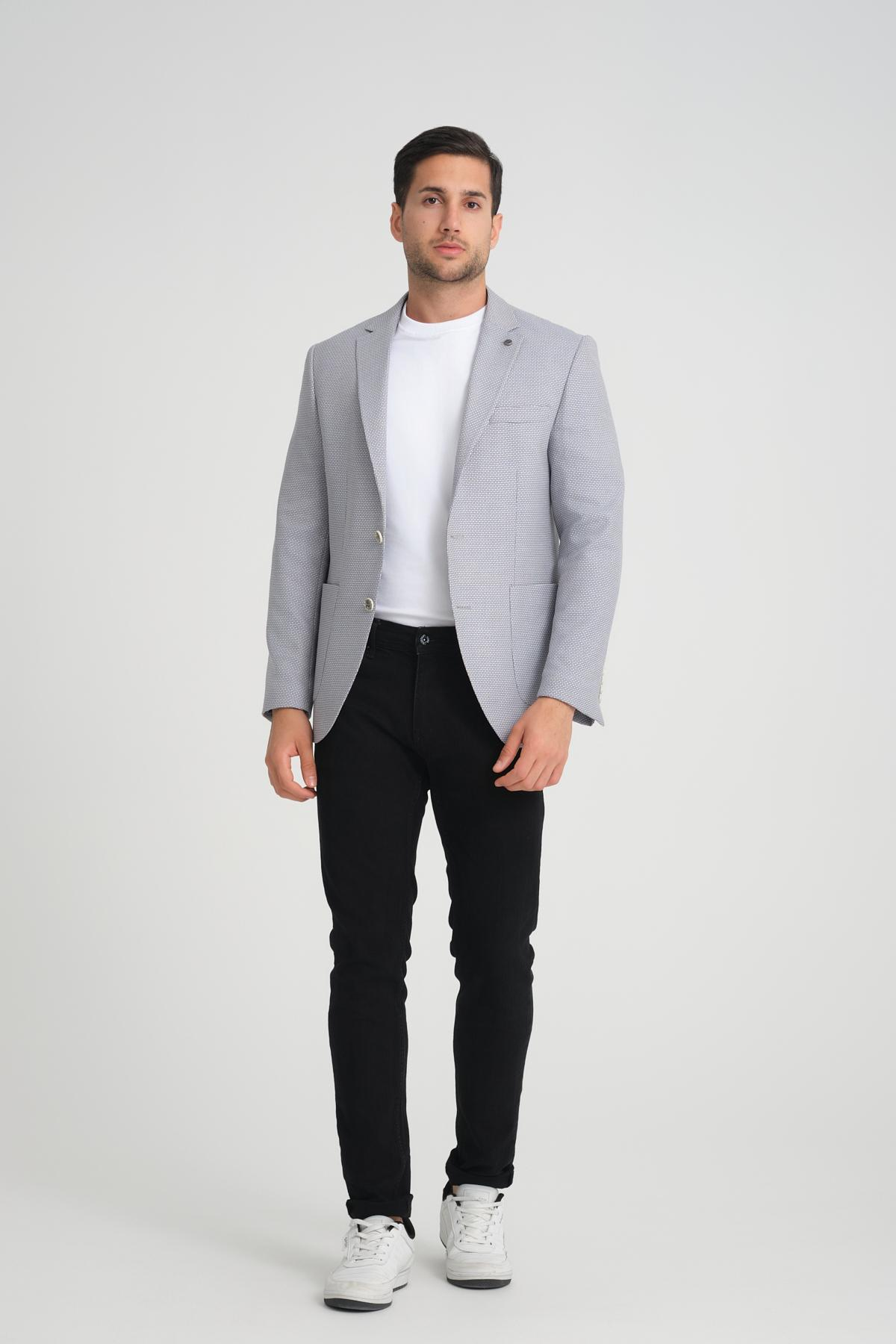 Men single-breasted blazer wholesale Light Gray color 694207