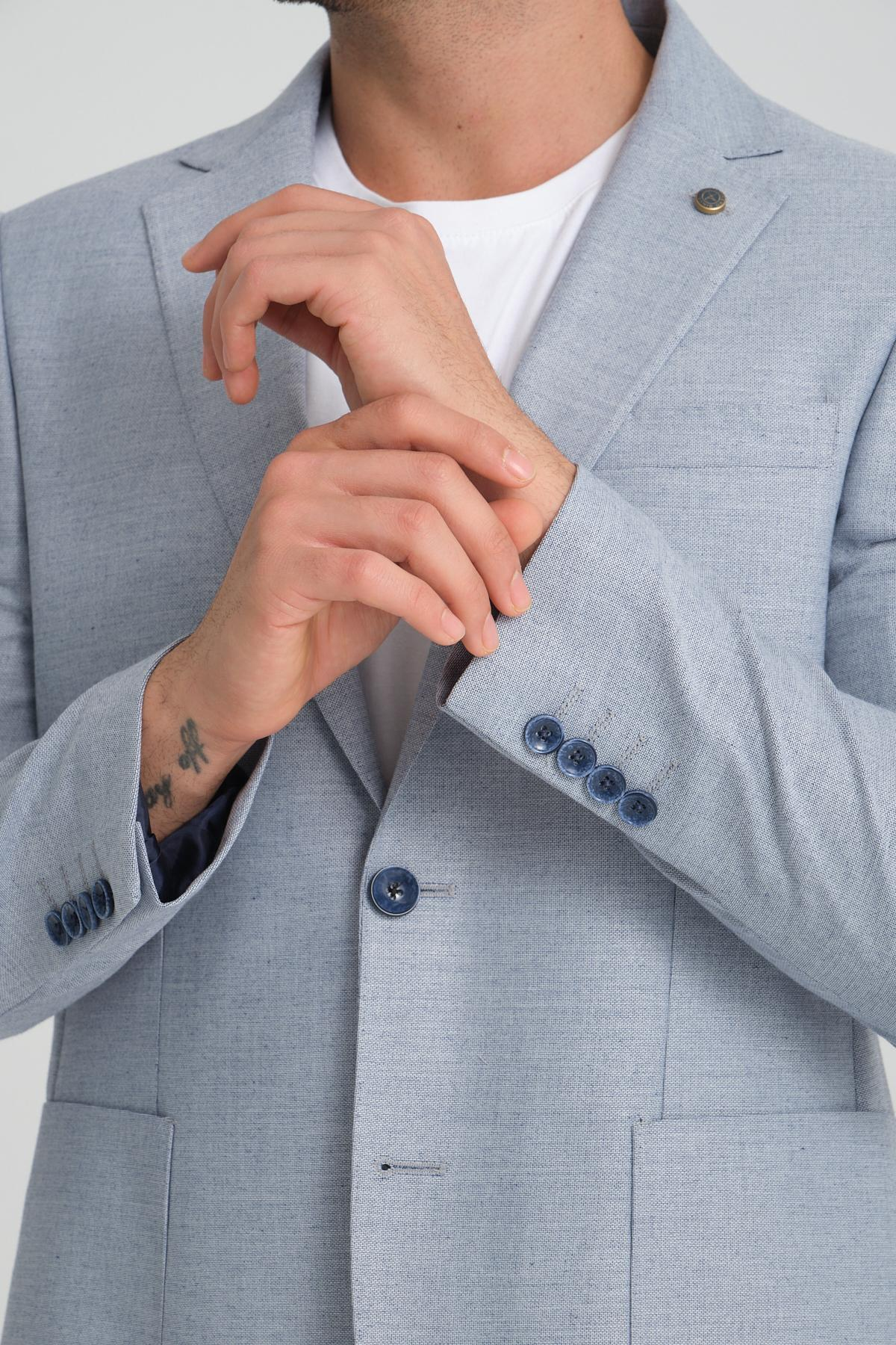 Men single-breasted blazer wholesale Light Blue color 694224