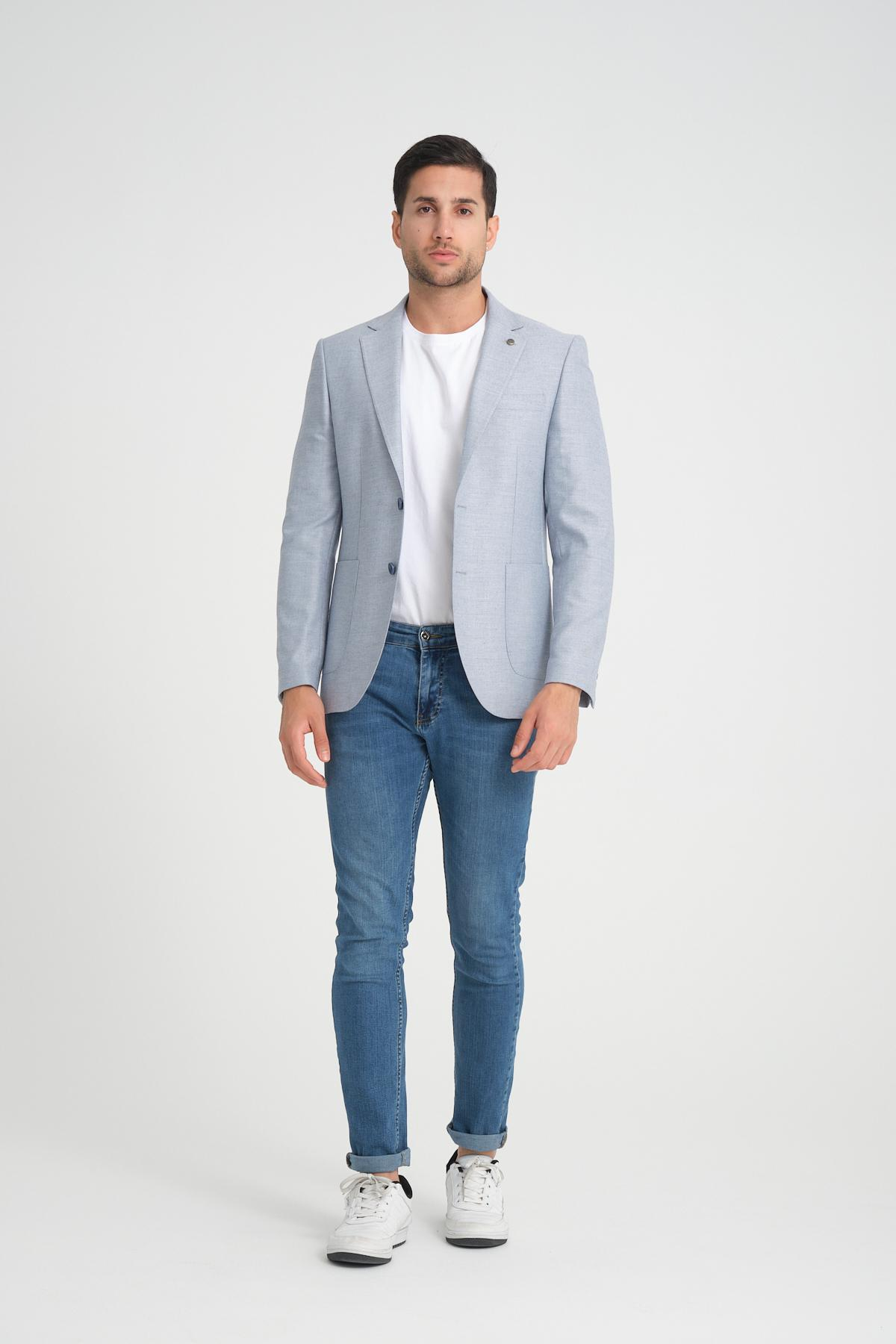 Men single-breasted blazer wholesale Light Blue color 694224