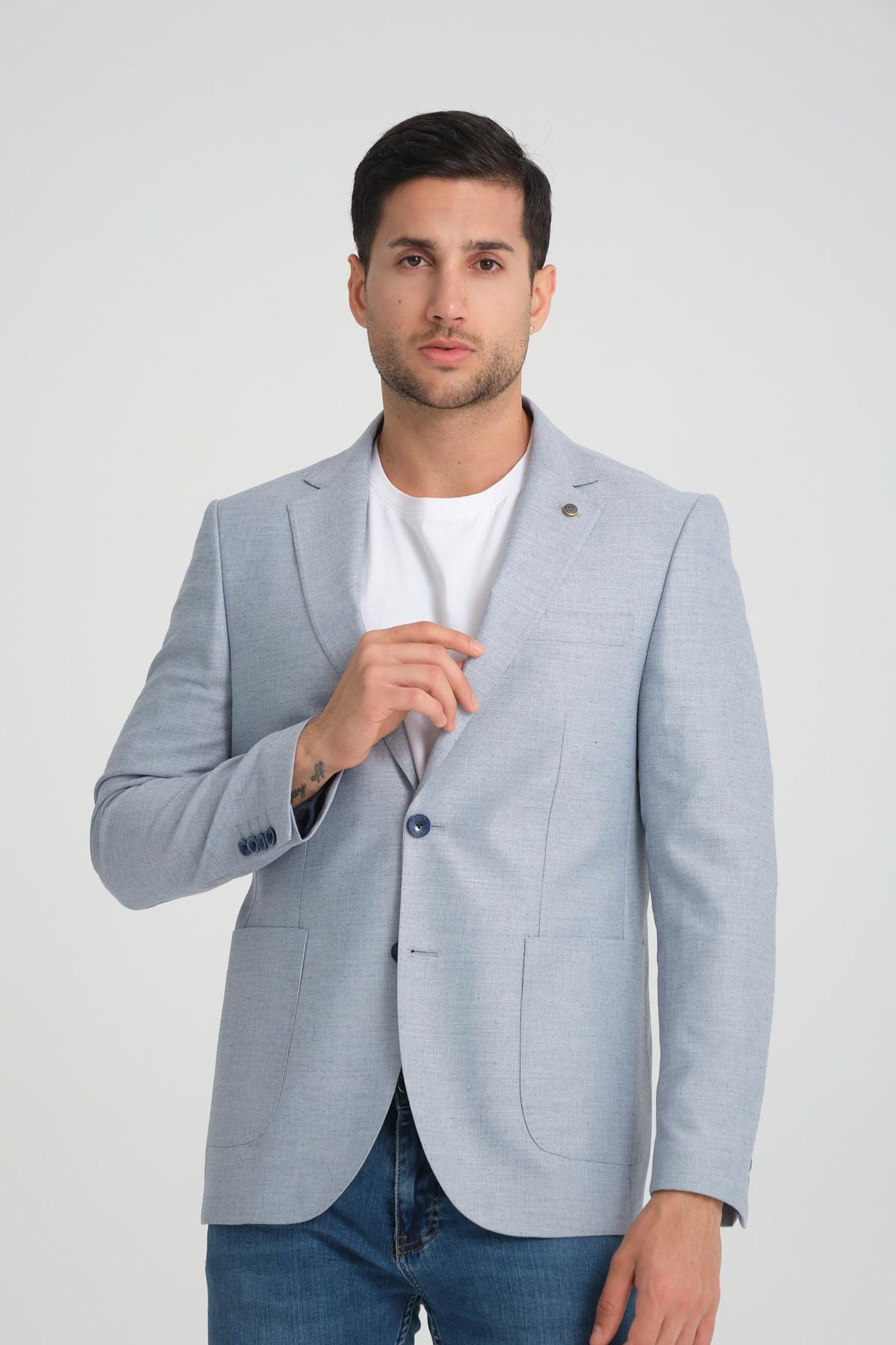 Men single-breasted blazer wholesale Light Blue color 694224