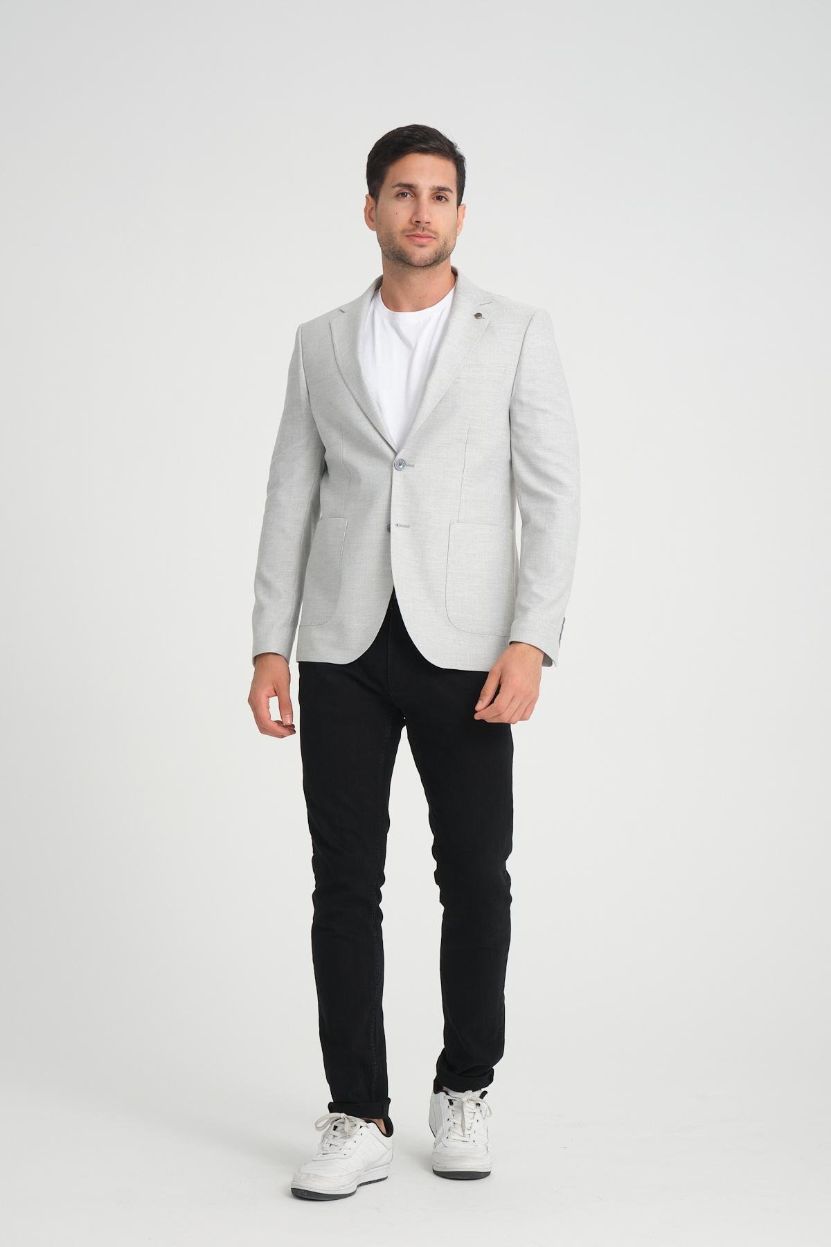 Men single-breasted blazer wholesale Light Gray color 694227