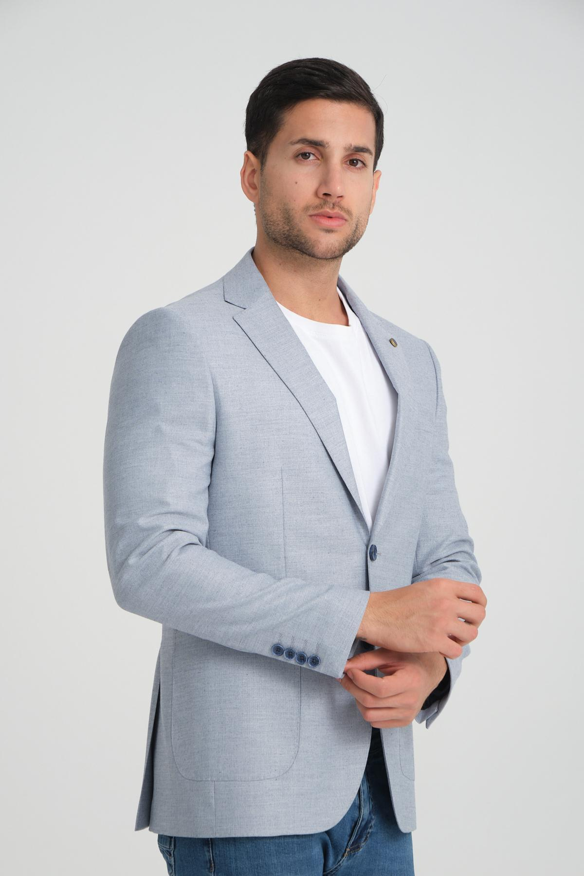 Men single-breasted blazer wholesale Light Blue color 694224