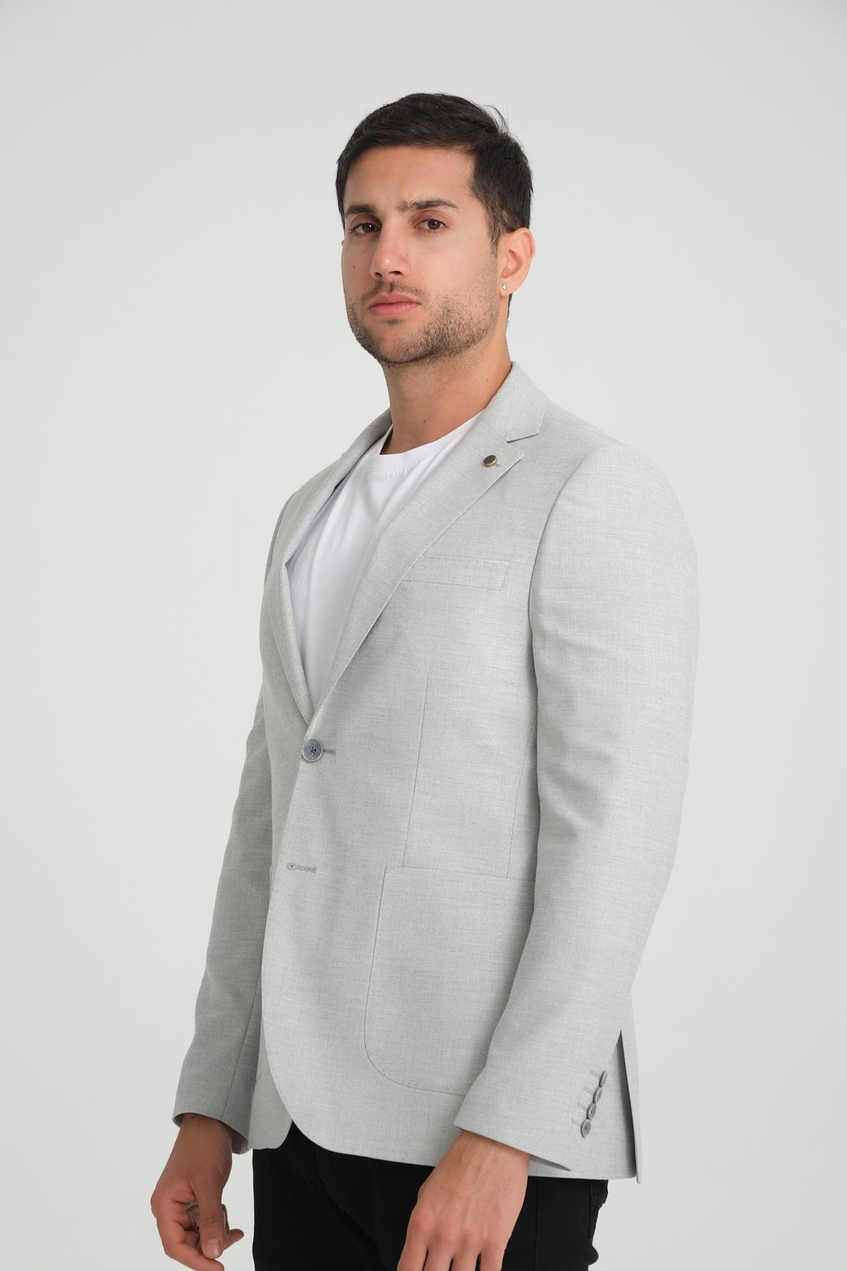 Men single-breasted blazer wholesale Light Gray color 694227