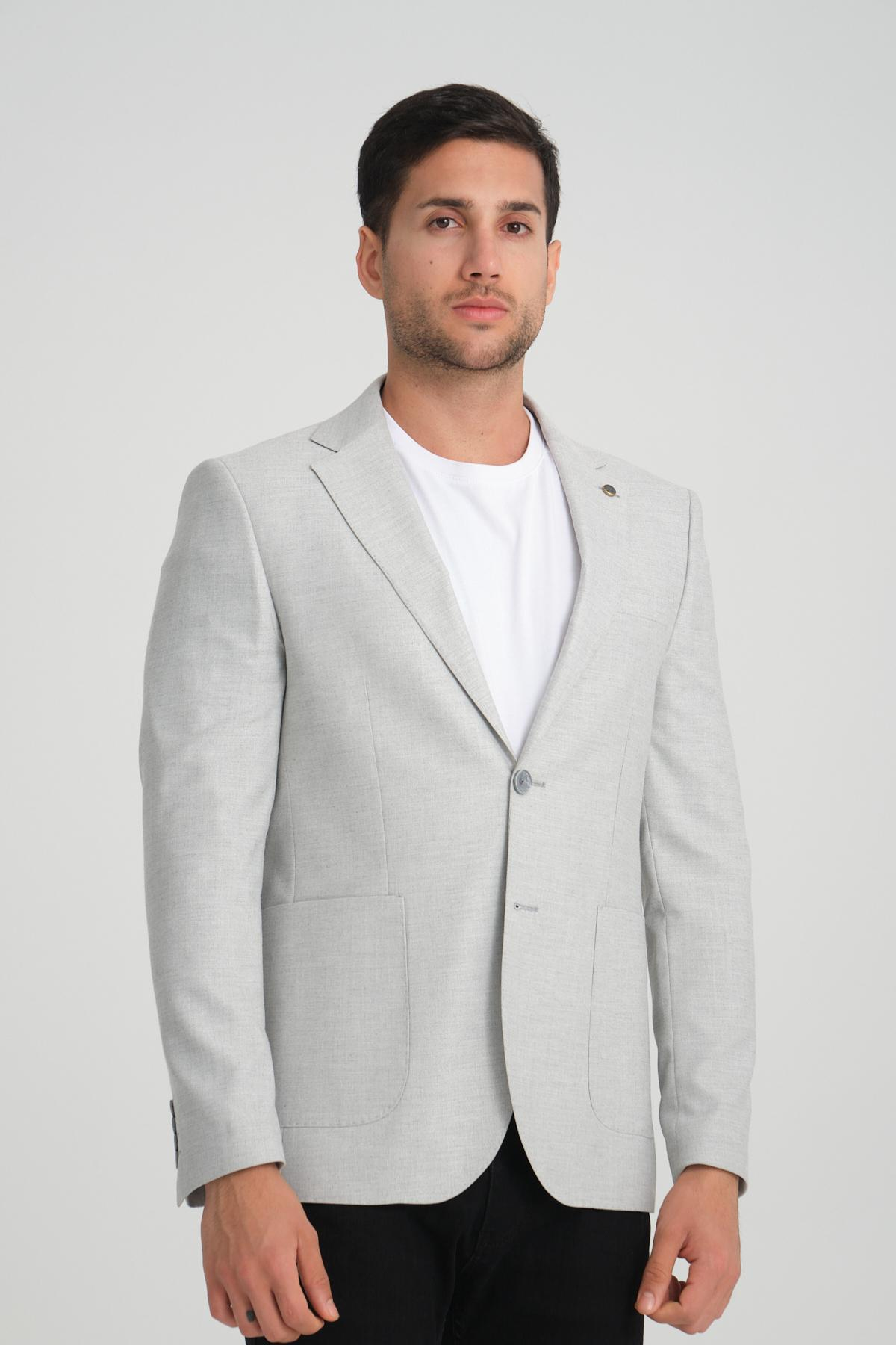 Men single-breasted blazer wholesale Light Gray color 694227