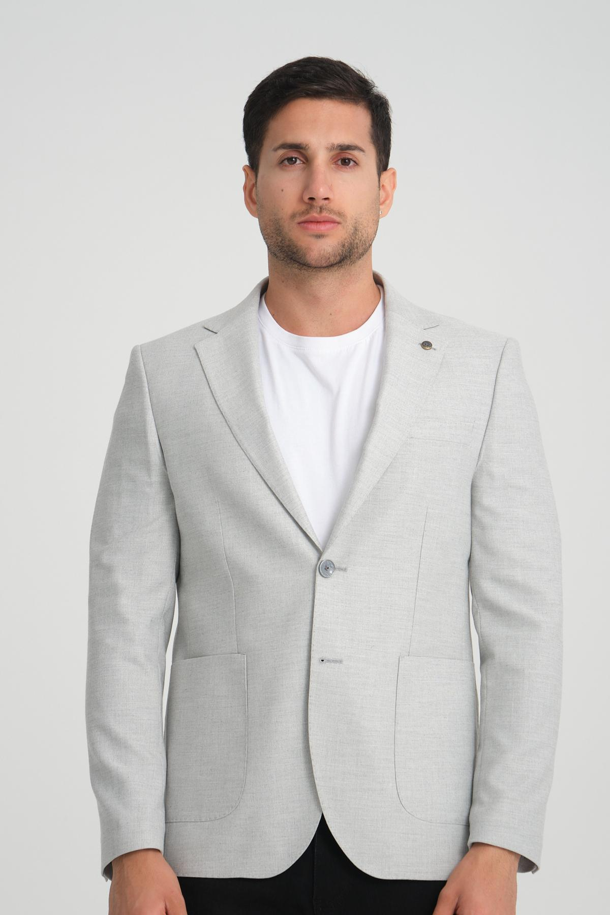 Men single-breasted blazer wholesale Light Gray color 694227