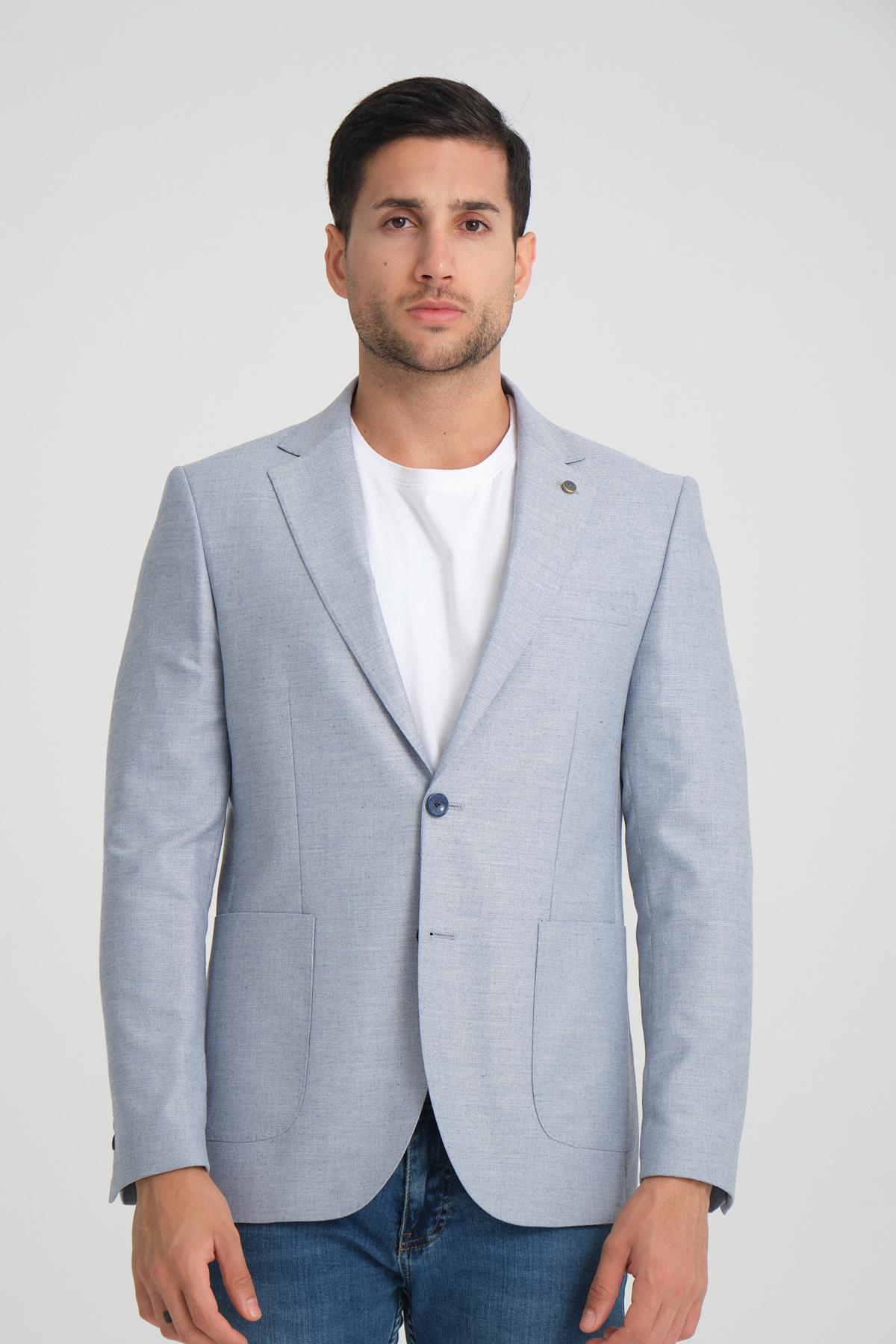 Men single-breasted blazer wholesale Light Blue color 694224