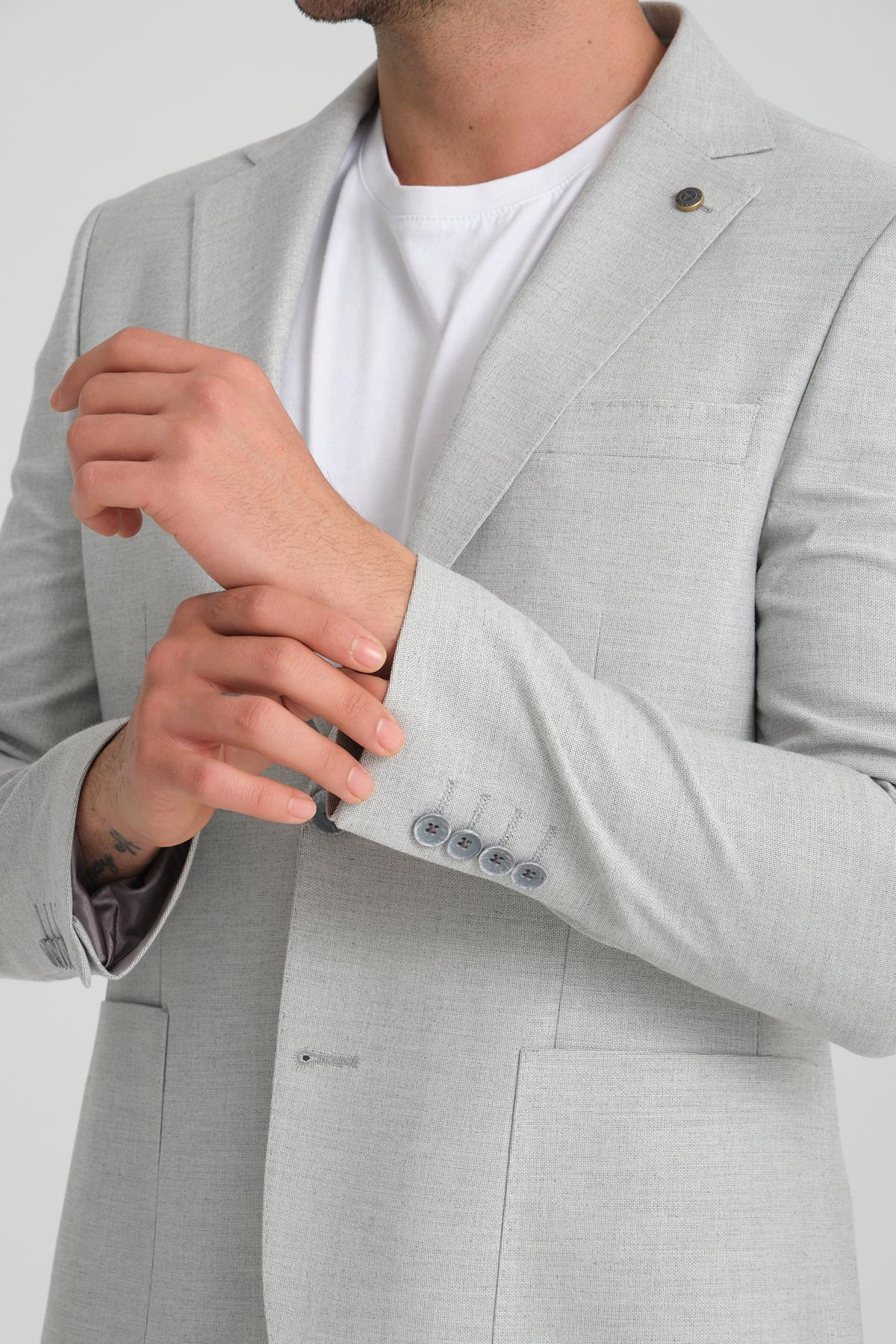 Men single-breasted blazer wholesale Light Gray color 694227