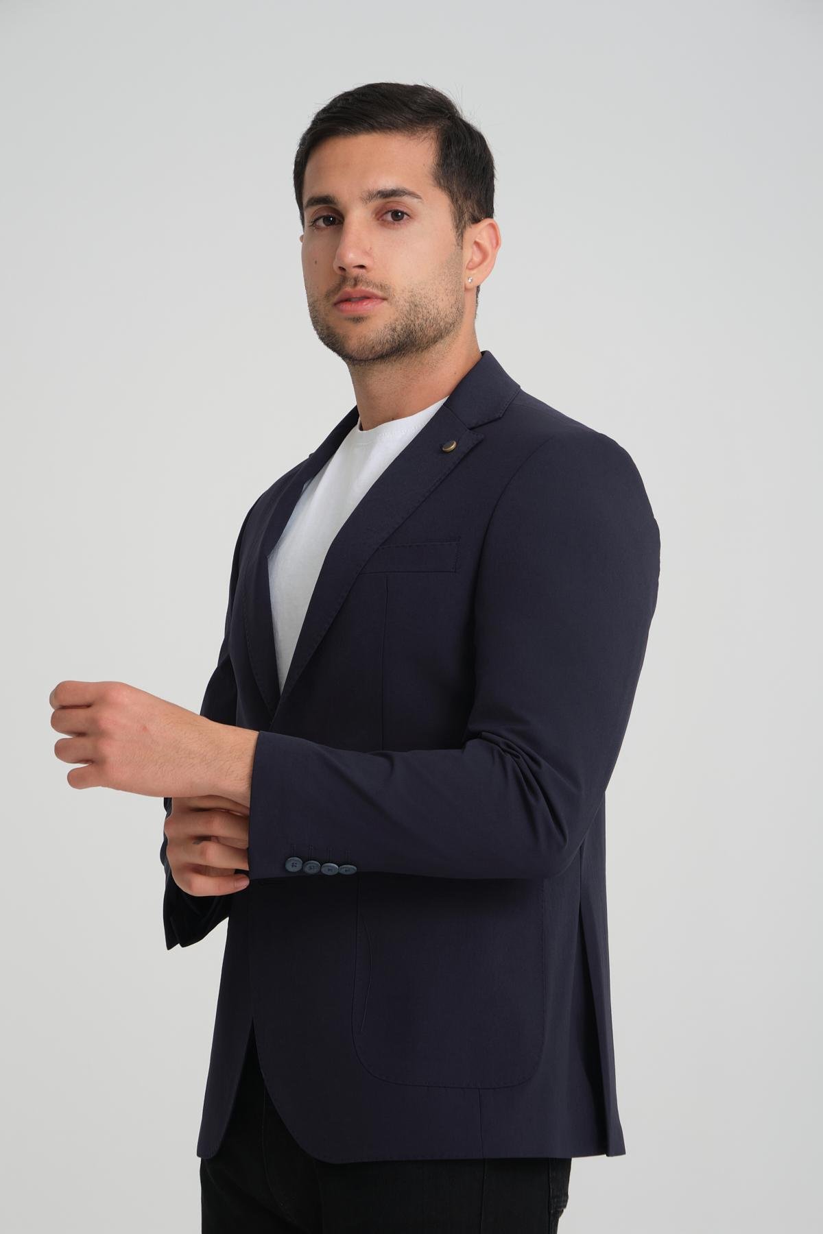 Men single-breasted blazer wholesale Navy color 694223