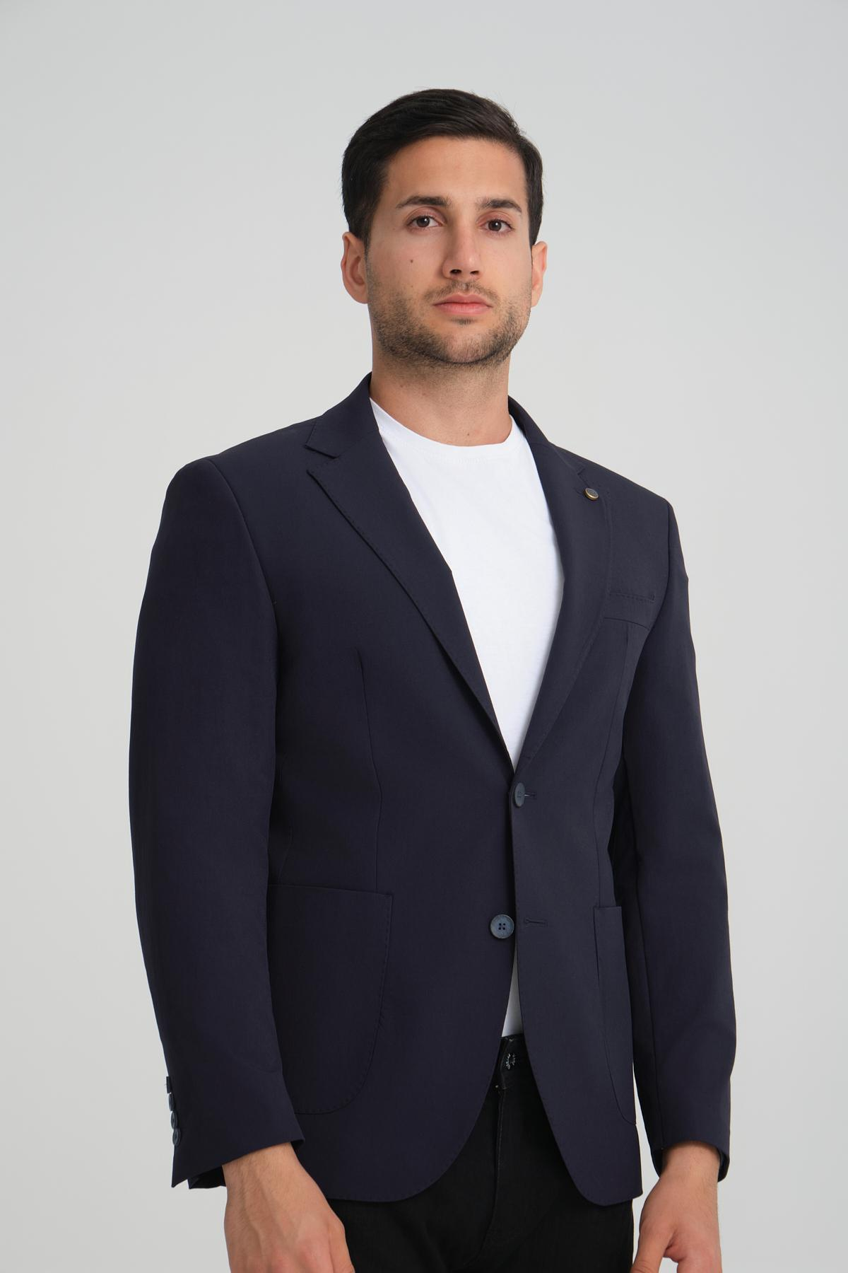 Men single-breasted blazer wholesale Navy color 694223
