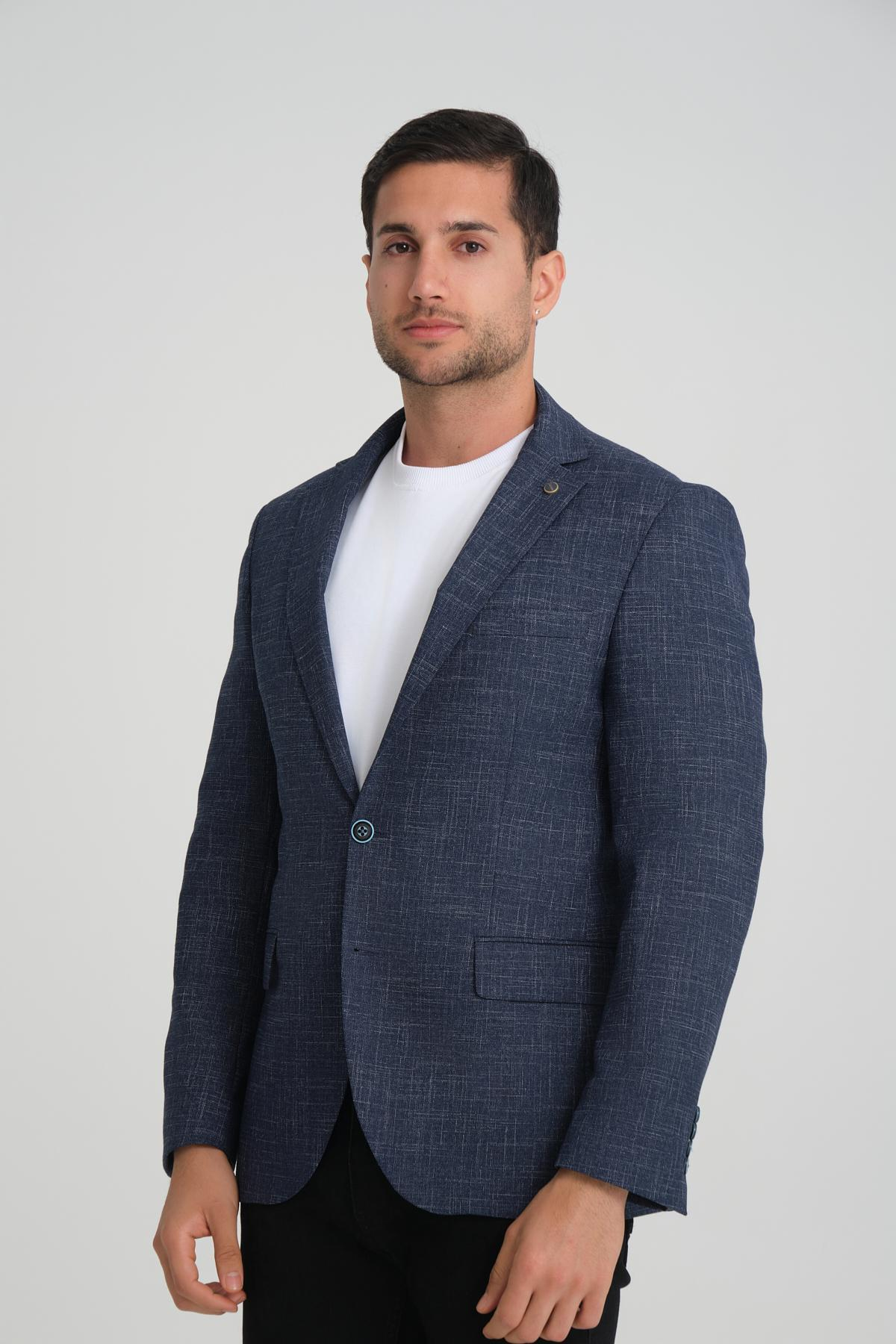 Men single-breasted blazer wholesale Navy color 694215