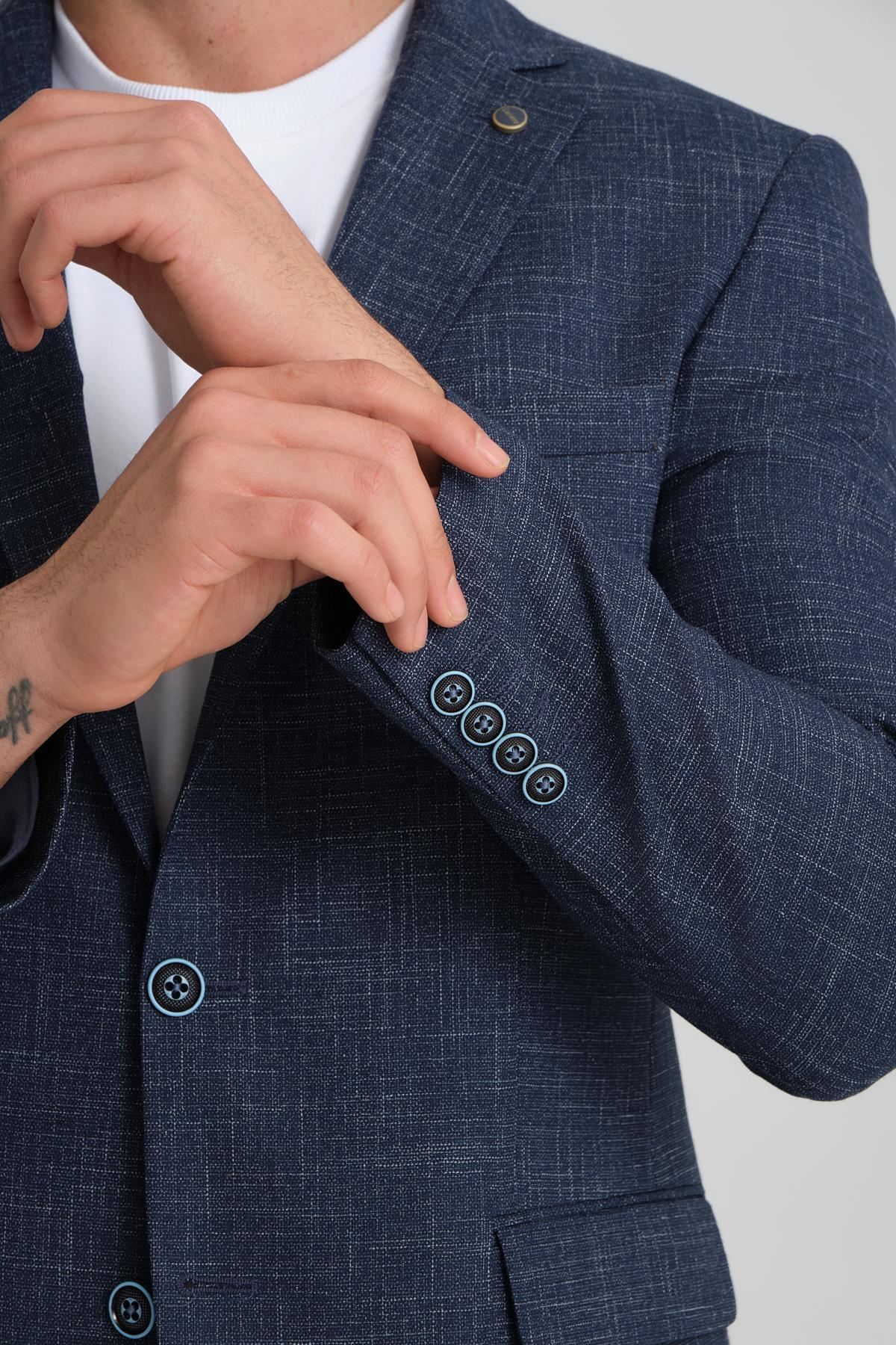 Men single-breasted blazer wholesale Navy color 694215