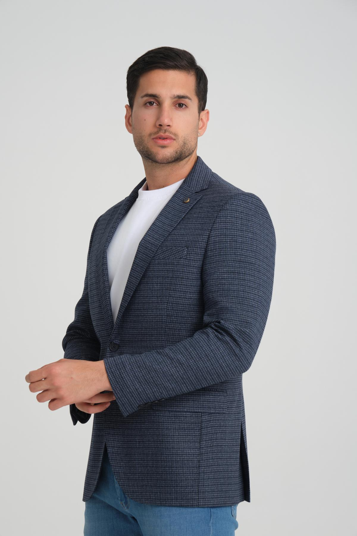Men single-breasted blazer wholesale Navy color 694204