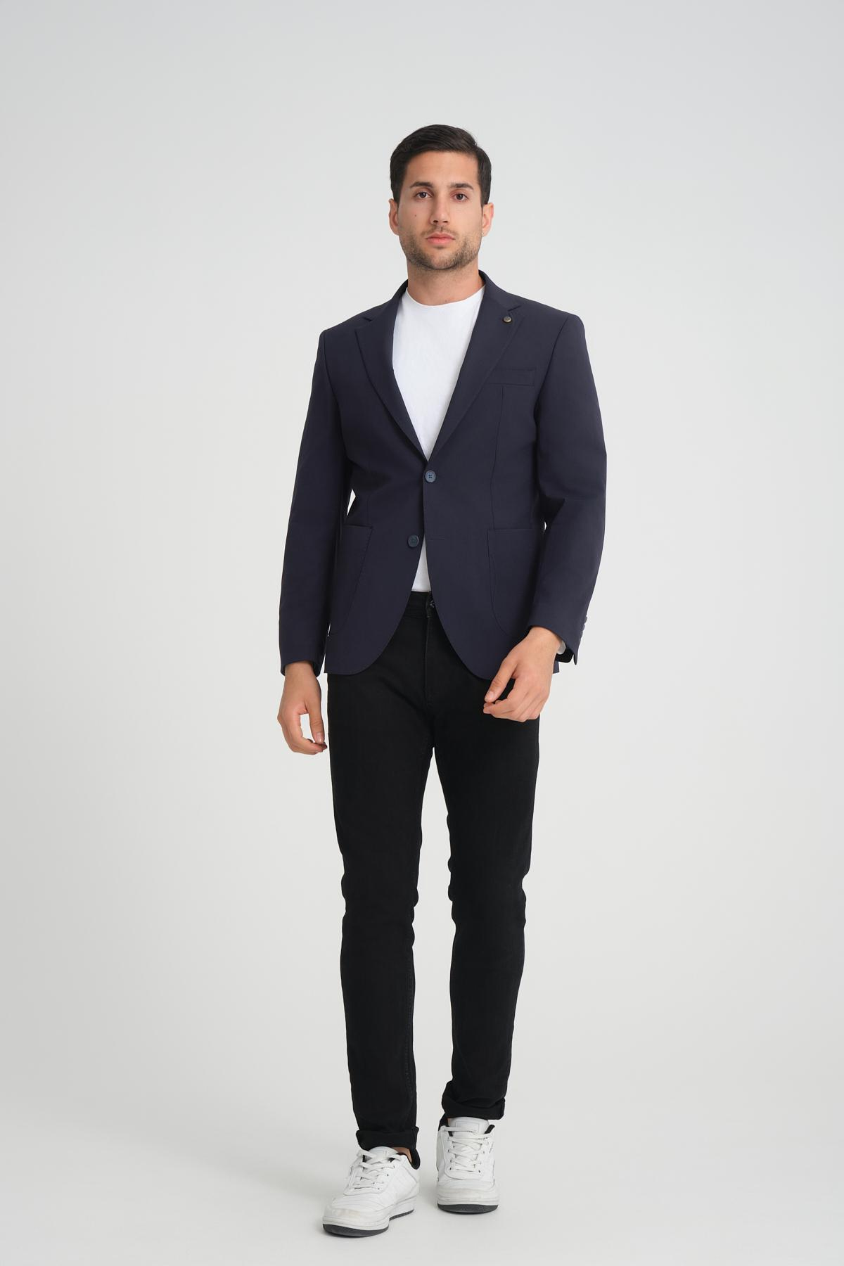 Men single-breasted blazer wholesale Navy color 694223