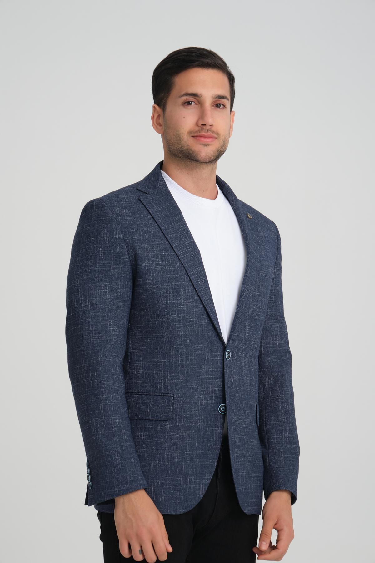 Men single-breasted blazer wholesale Navy color 694215