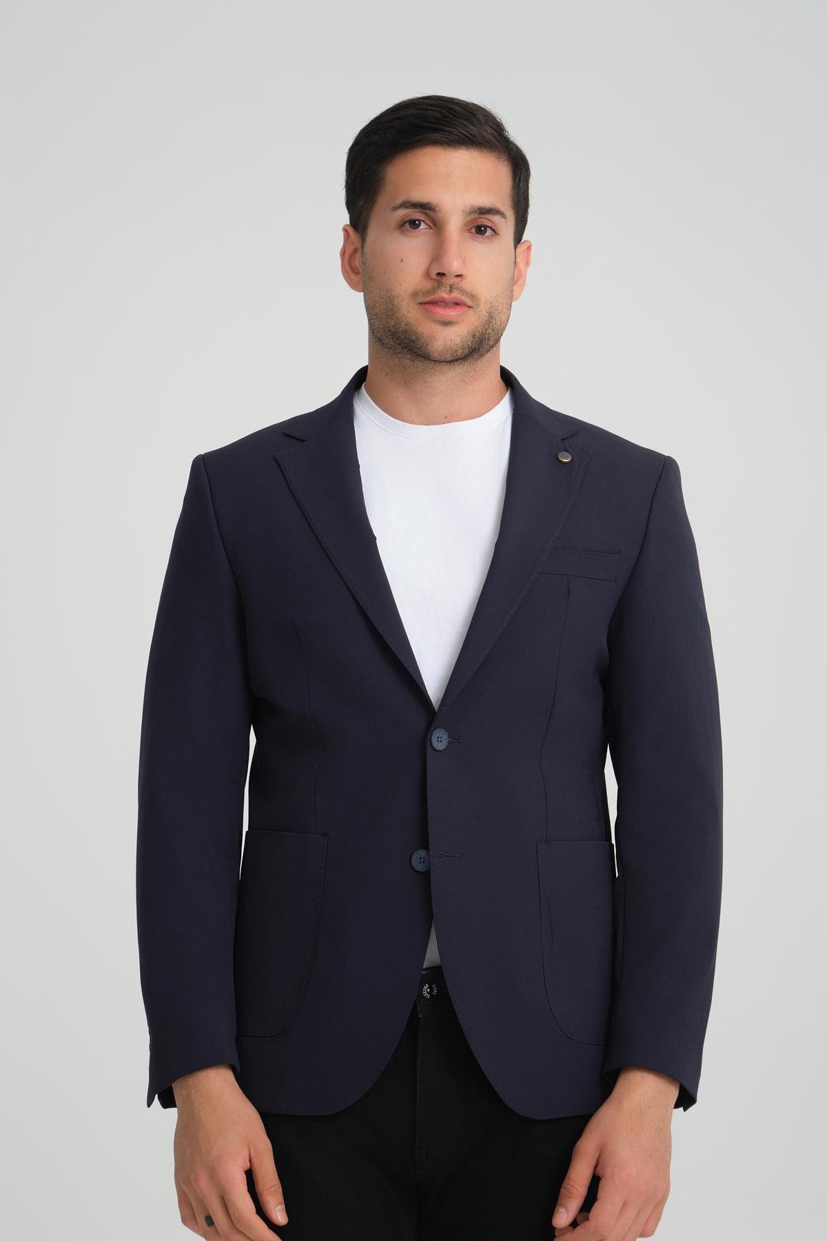 Men single-breasted blazer wholesale Navy color 694223
