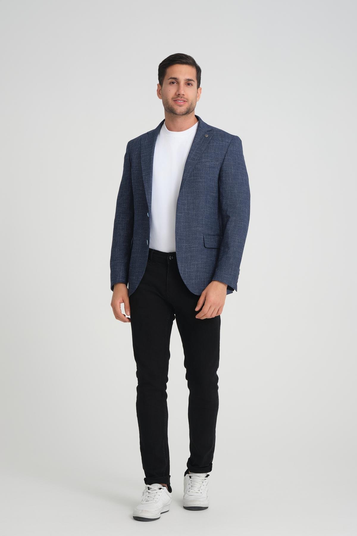 Men single-breasted blazer wholesale Navy color 694215