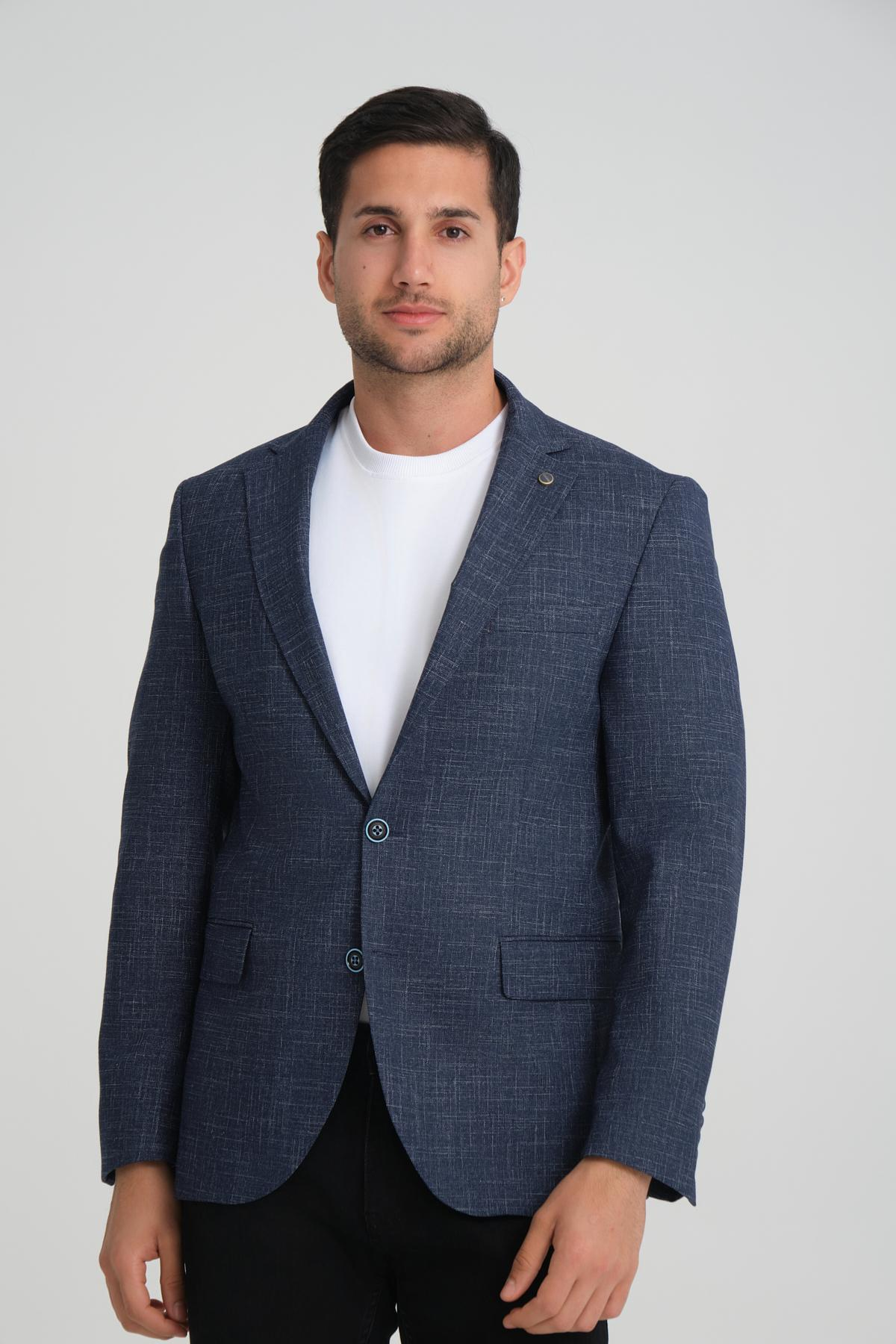 Men single-breasted blazer wholesale Navy color 694215