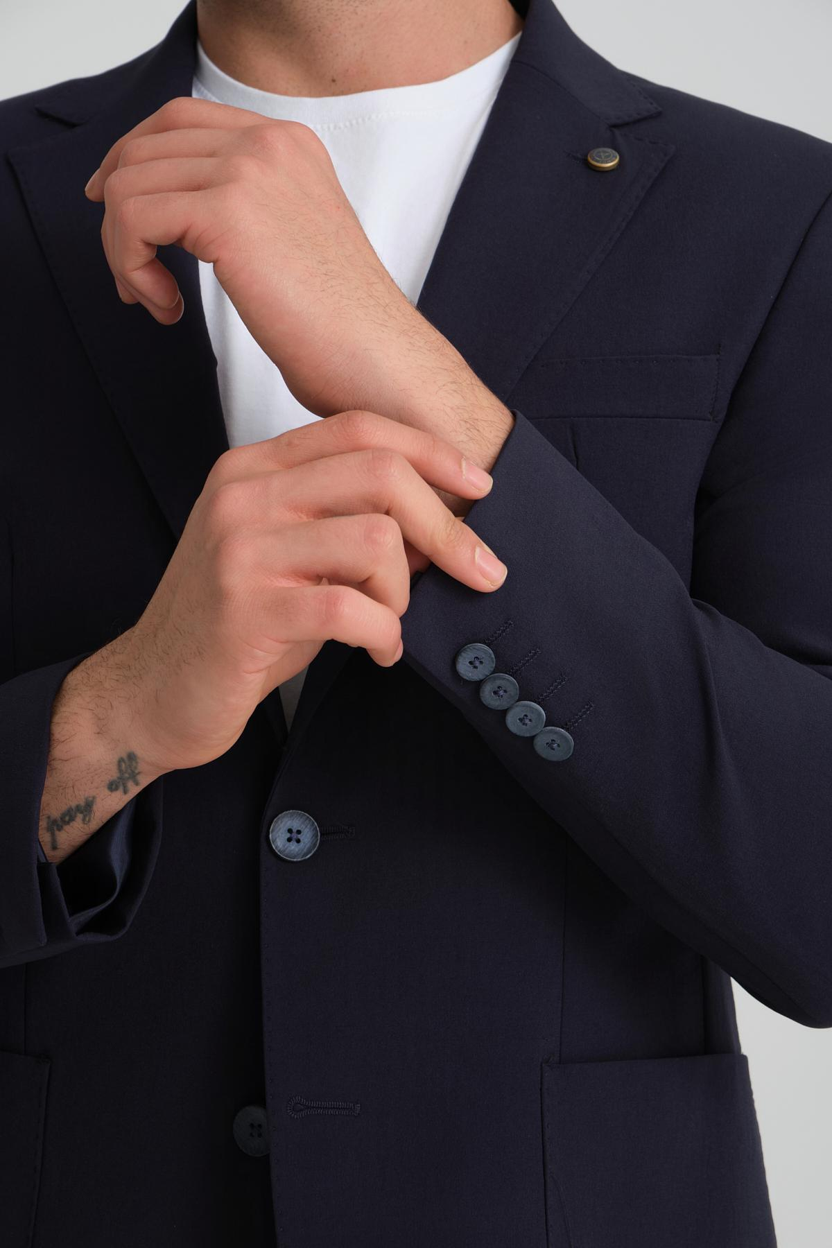 Men single-breasted blazer wholesale Navy color 694223