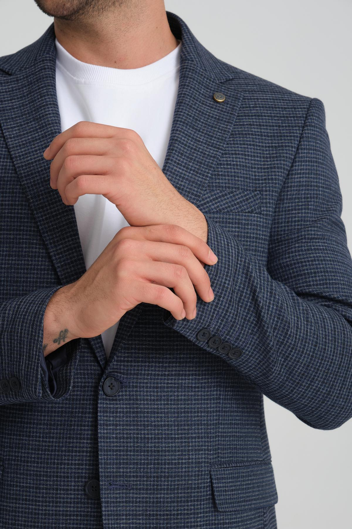 Men single-breasted blazer wholesale Navy color 694204