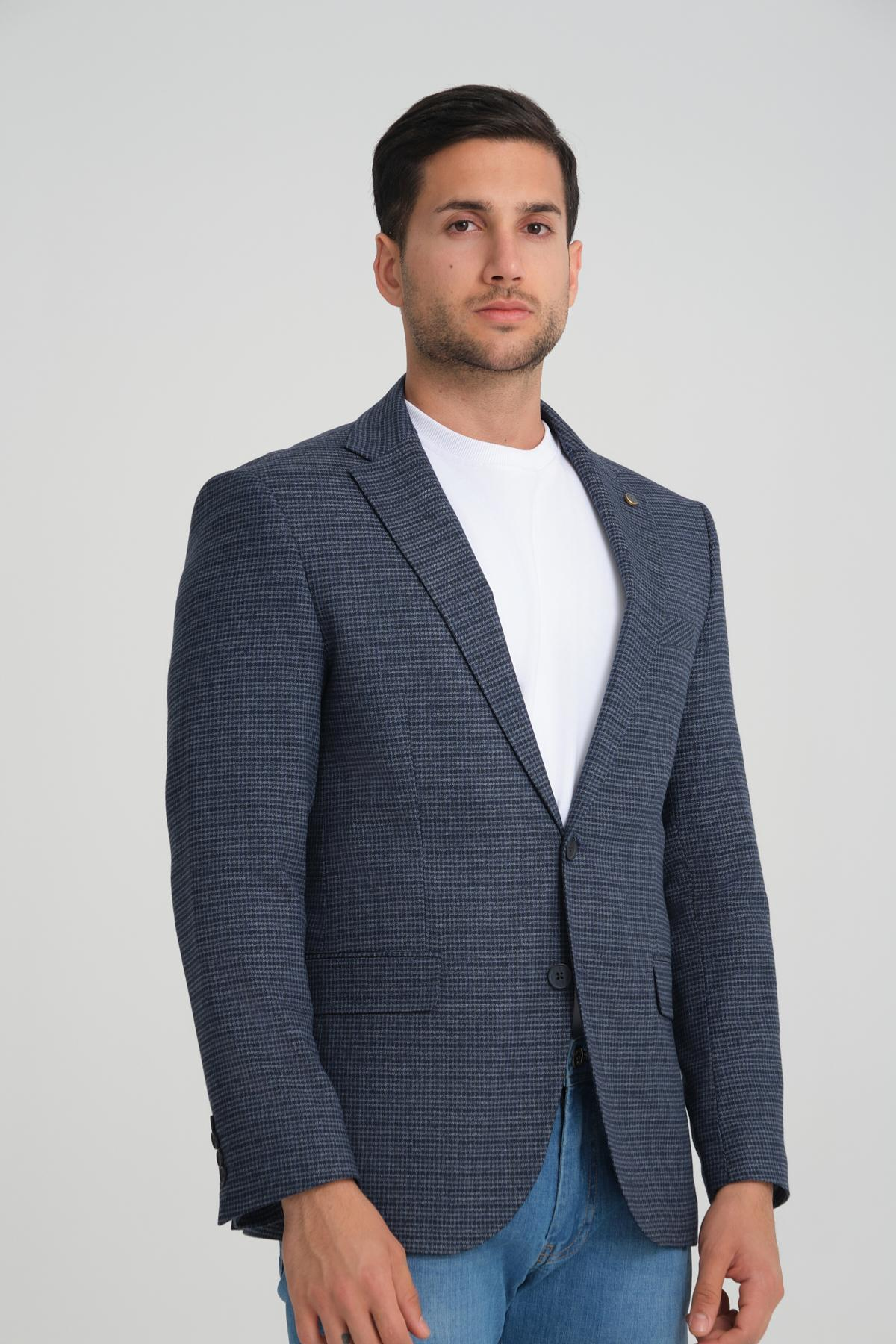 Men single-breasted blazer wholesale Navy color 694204