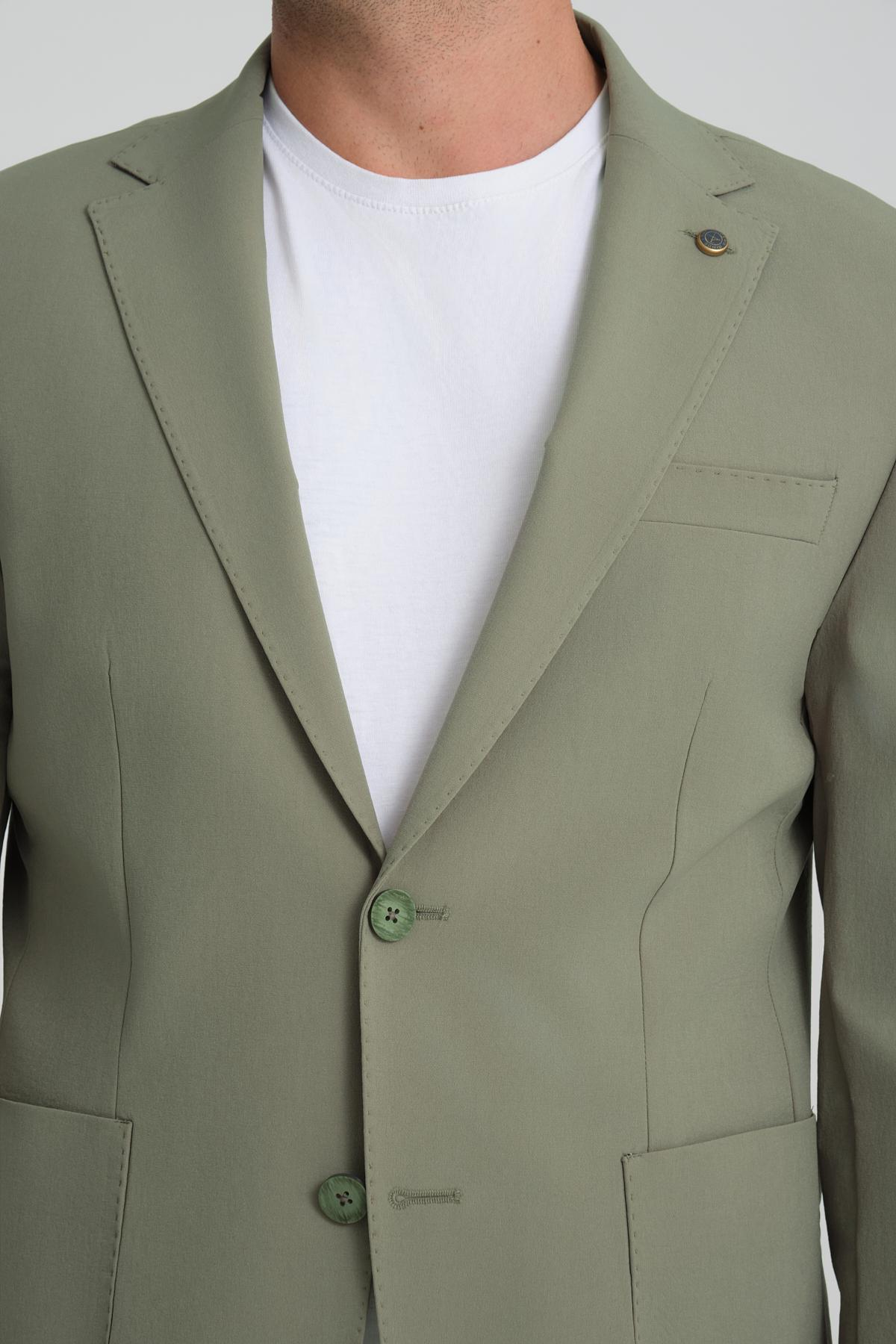 Men single-breasted blazer wholesale Olive color 694219
