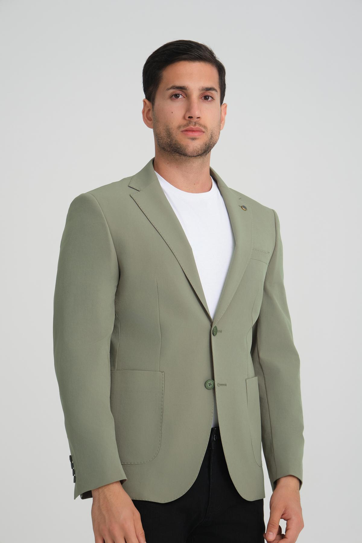 Men single-breasted blazer wholesale Olive color 694219